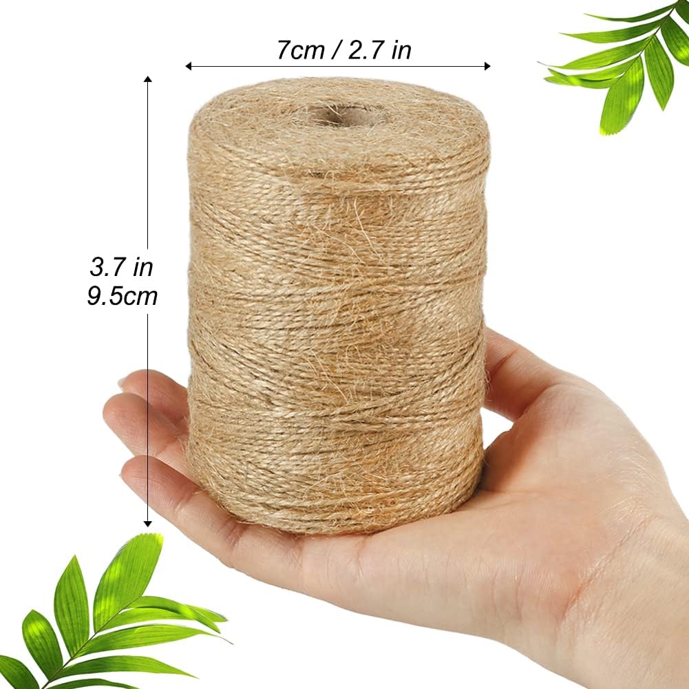 Tenn Well Natural Jute Twine, 984 Feet 2Ply 1mm Thin Brown Twine String for Crafts, Crocheting, Gift Wrapping, Gardening, Farmhouse Decor, Christmas Ornaments