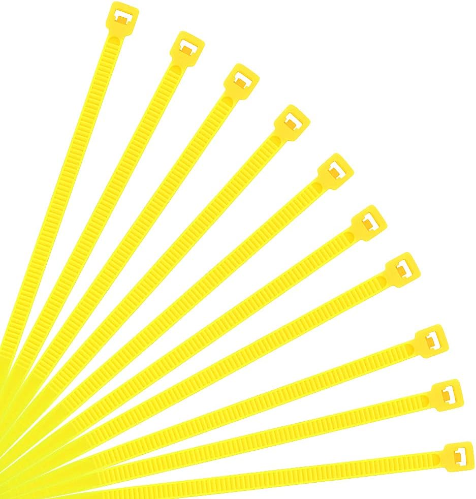 XINGO Nylon Cable Zip Ties Self Locking Plastic Wire Ties with 40 Lbs Tensile Strength for Indoor and Outdoor 12 Inch 500 Pack Yellow