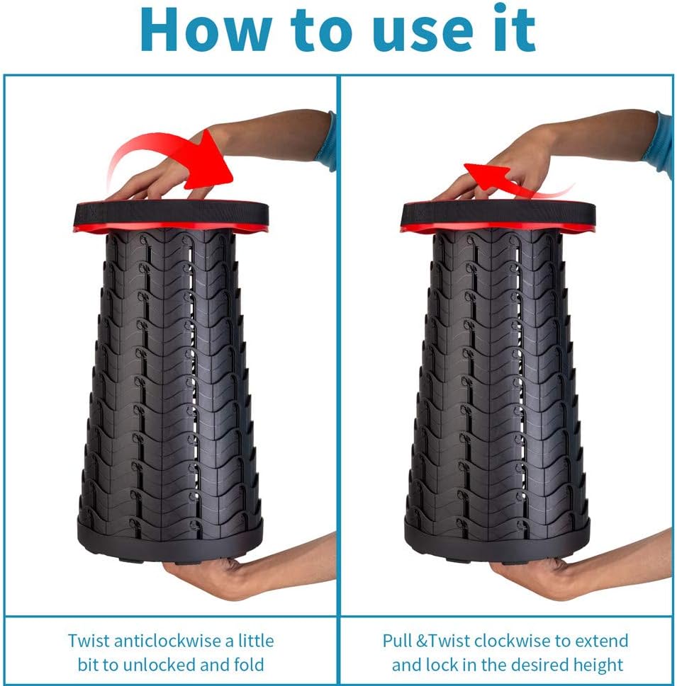 Boreeman Upgraded Folding Stool Lightweight Yet More Sturdy with Load Capacity 400lbs Portable Collapsible Stool for Camping Fishing Hiking BBQ (Red)