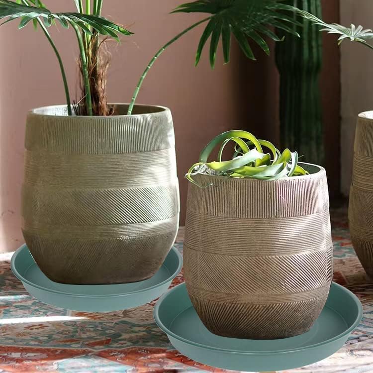 2 Pack of 16 17 inch Plant Saucer (15 inch Base), 2.3" Depth, Plant Trays for Pots, Plastic Plant Saucers for Indoors, Bird Bath Bowls, Flower Pot Drip Trays for Planter (17", Green)
