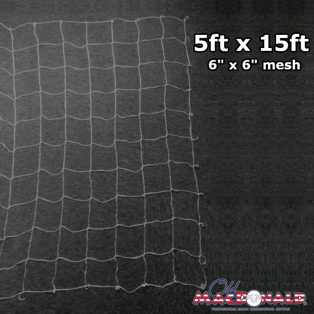 OLDMACDONALD Heavy-Duty Polyester Garden Trellis Netting Plant Climbing Net for Growing Vines Plants Vegetables Fruits Flowers, 5-Feet by 15-Feet (60" x15' / 1.52m x 4.5m) (mesh 6"x6" / 15cm x 15cm)