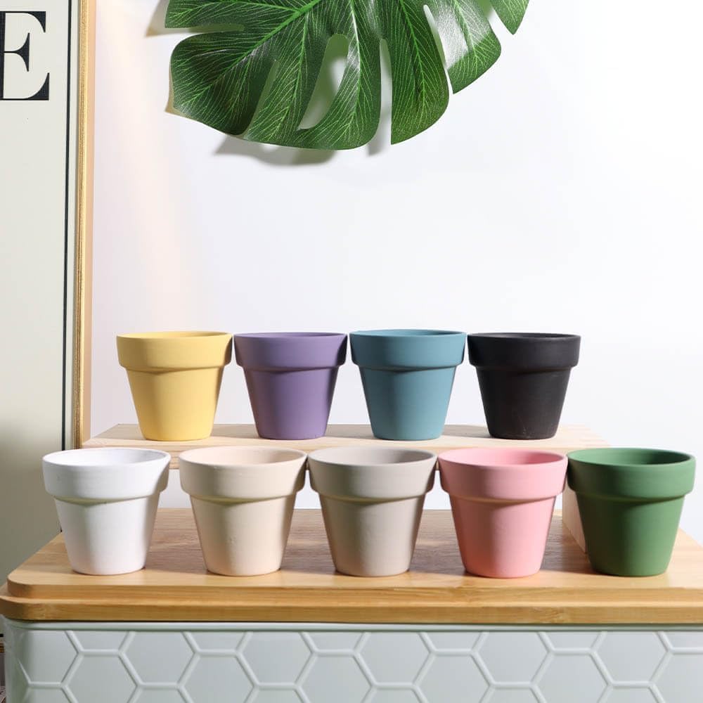 vensovo 48 Pcs Tiny Terracotta & Terra Cotta Pots with Drainage - Pink Small Mini Clay Ceramic Pottery Planter Ideal for Indoor/Outdoor Plants, Crafts, Wedding Favors, 2 Inch Outer Diameter