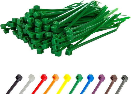 GTSE 4 Inch Green Zip Ties, 100 Pack, 18lb Strength, UV Resistant Nylon Small Cable Ties, Self-Locking 4" Tie Wraps