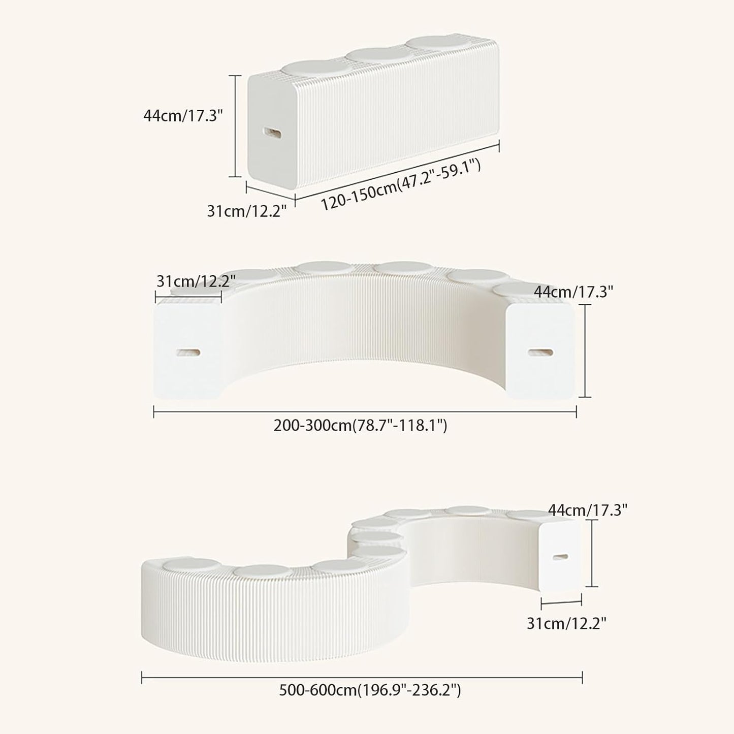 Foldable Kraft Paper Stool, Honeycomb Accordion Folding Bench, Collapsible Paper Stool for Small Spaces, Portable Footrest and Side Table for Living Room and Office,Black-30×30×300cm