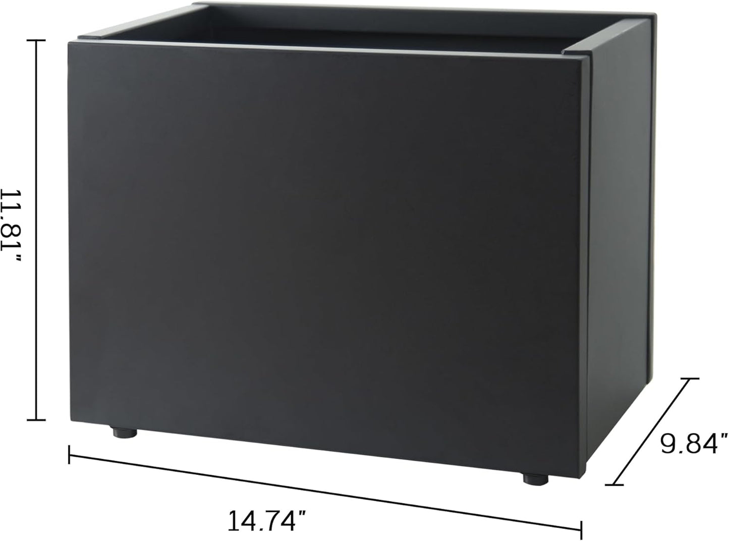 Metal Planter Box Rectangular Planter, 15.7" Lx 9.8" Wx 11.8" H Black Small Planters with Drainage Holes, Galvanized Steel Tall Planters for Patio/Porch