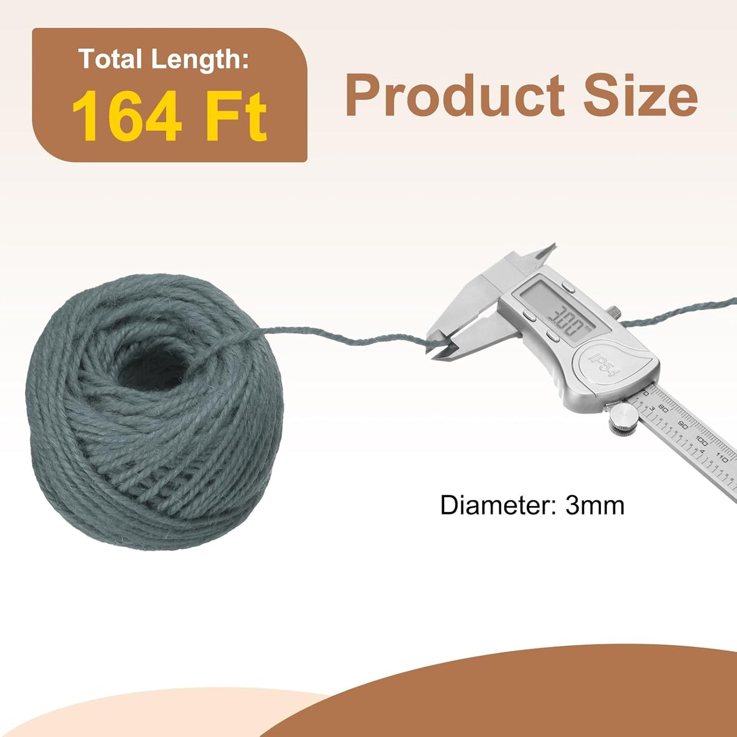 uxcell 164 Feet Natural Jute Twine String,3mm Thin Garden Twine Rope Colored Plant String Cord for DIY Art Crafts Gift Wrapping Decoration Packing Gardening Plant Hanger,Grey