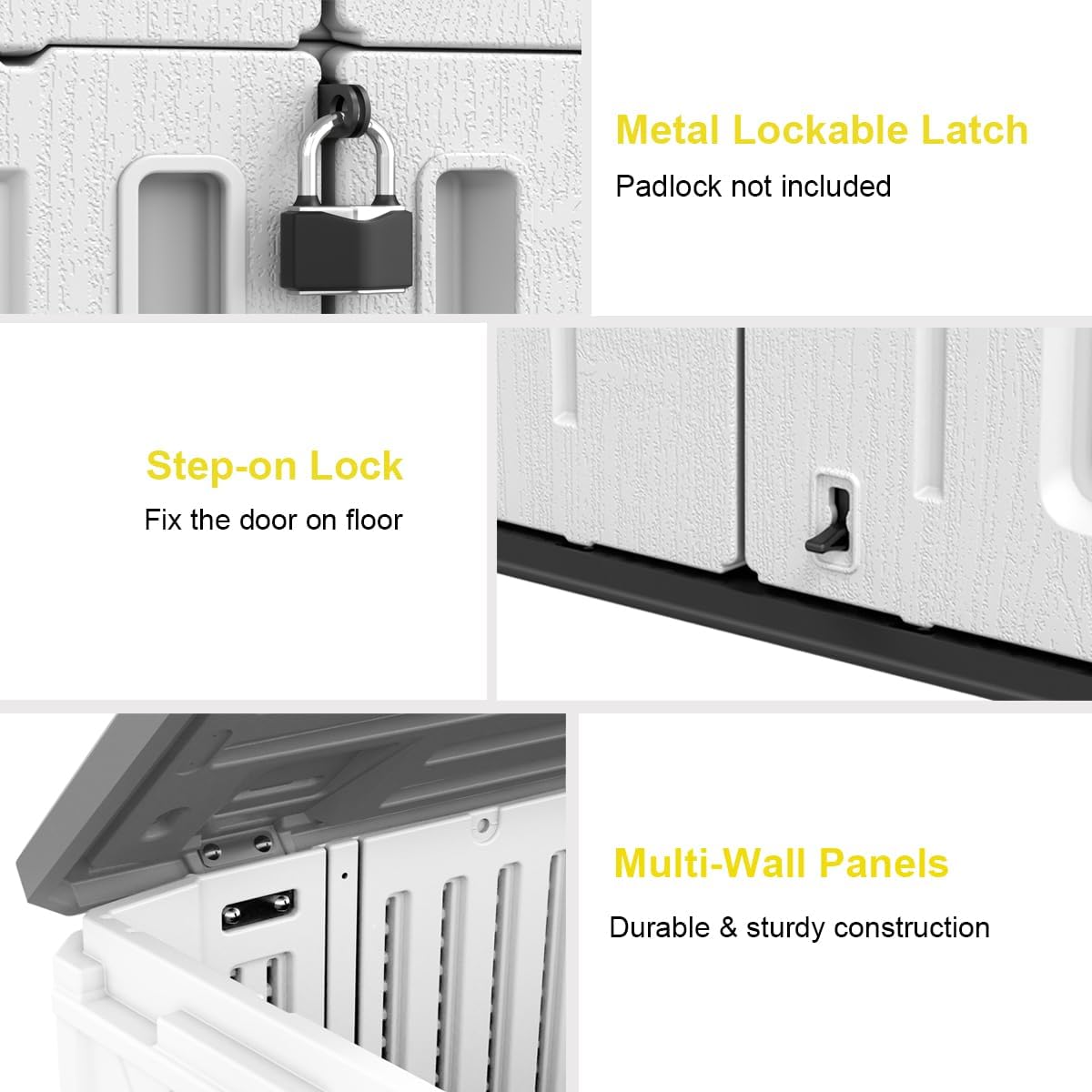 Outdoor Storage Shed,KINYING Outdoor Storage Cabinet Waterproof with Double Doors,52 Cu.ft Resin Vertical Tool Shed for Garden,Patio,Backyard,4×2.5×6.6 FT