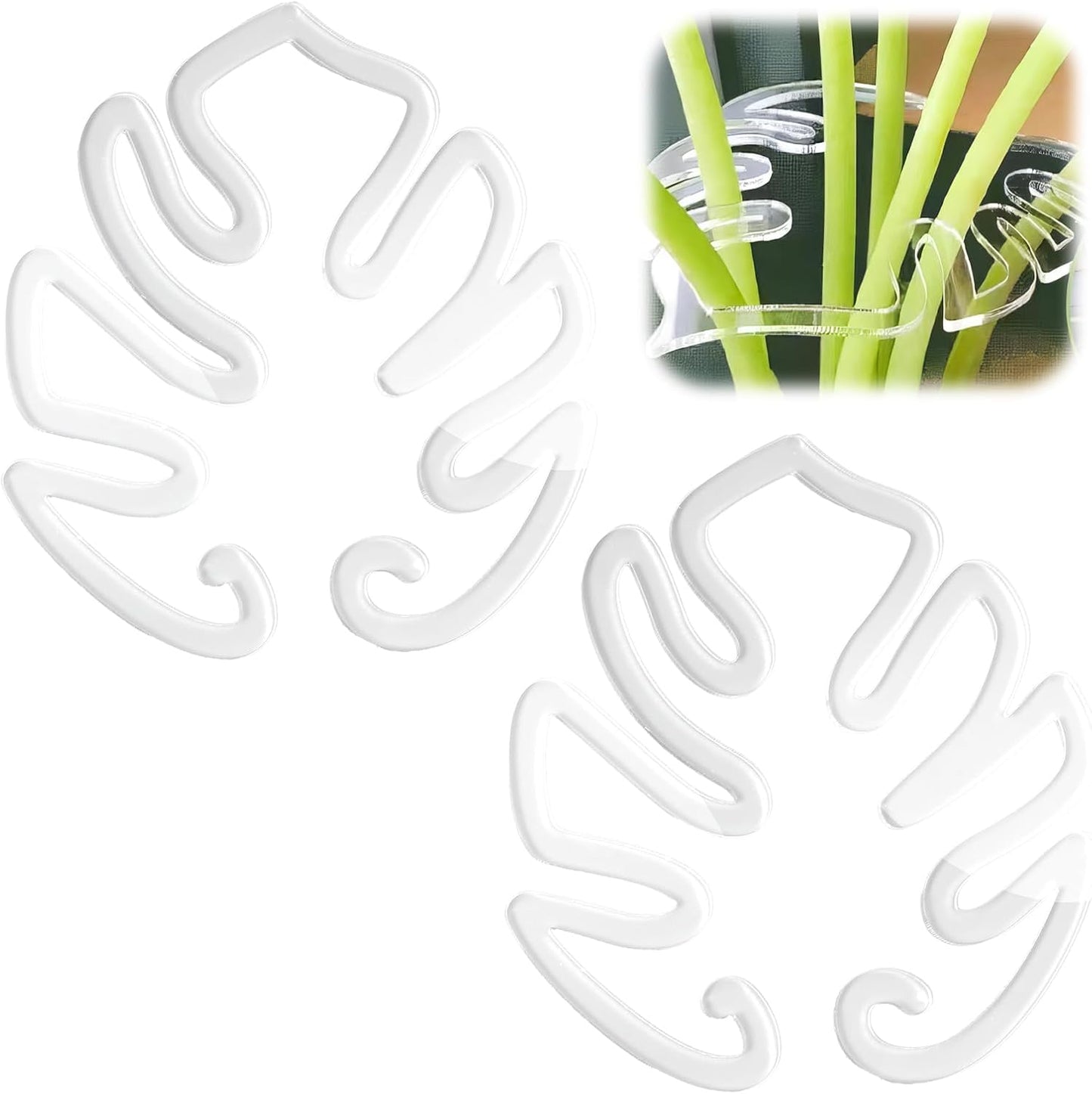 2 Pack Plant Stem Support,Plant Stem Holder, Plastic Monstera Plant Support, Climbing Houseplant Stem Supports Stakes