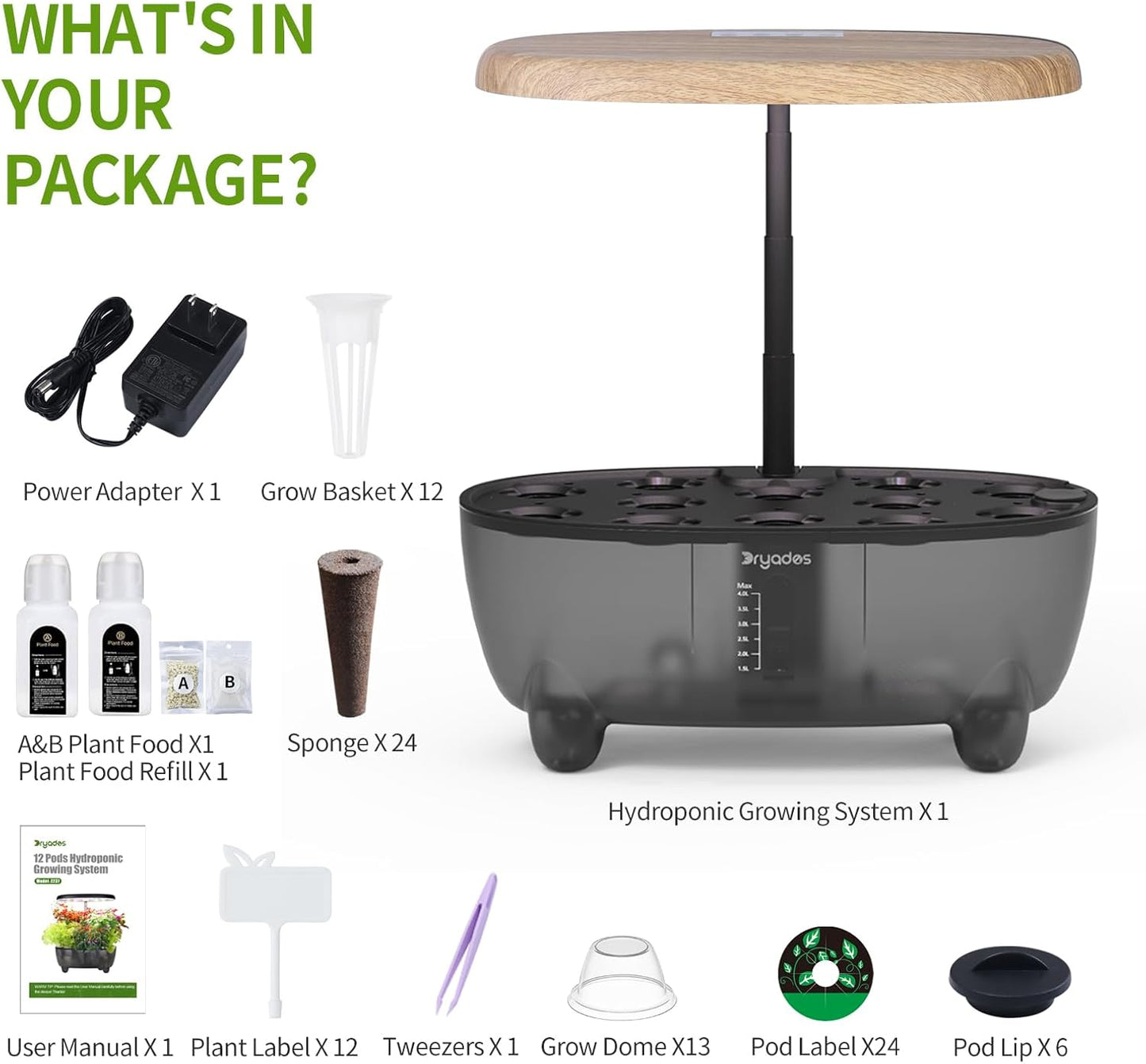 12 Pods Hydroponics Growing System Indoor Herb Garden with LED Growth Lamp Smart Water Pump Plant Germination Kit (No Seeds) Home Kitchen, Gift Ideas for Women Men