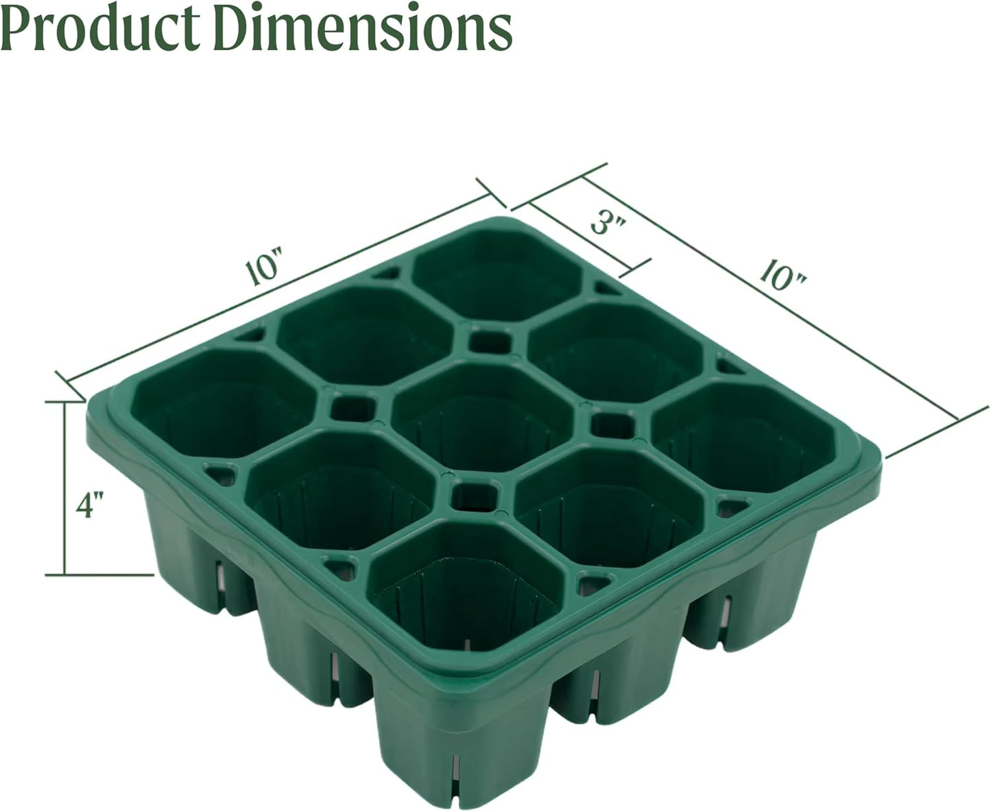 Vego garden Giga Seedling Trays - 4 Pack, 9-Cell UV-Resistant Reusable Starter Trays for Greenhouse/Garden (No Lids)