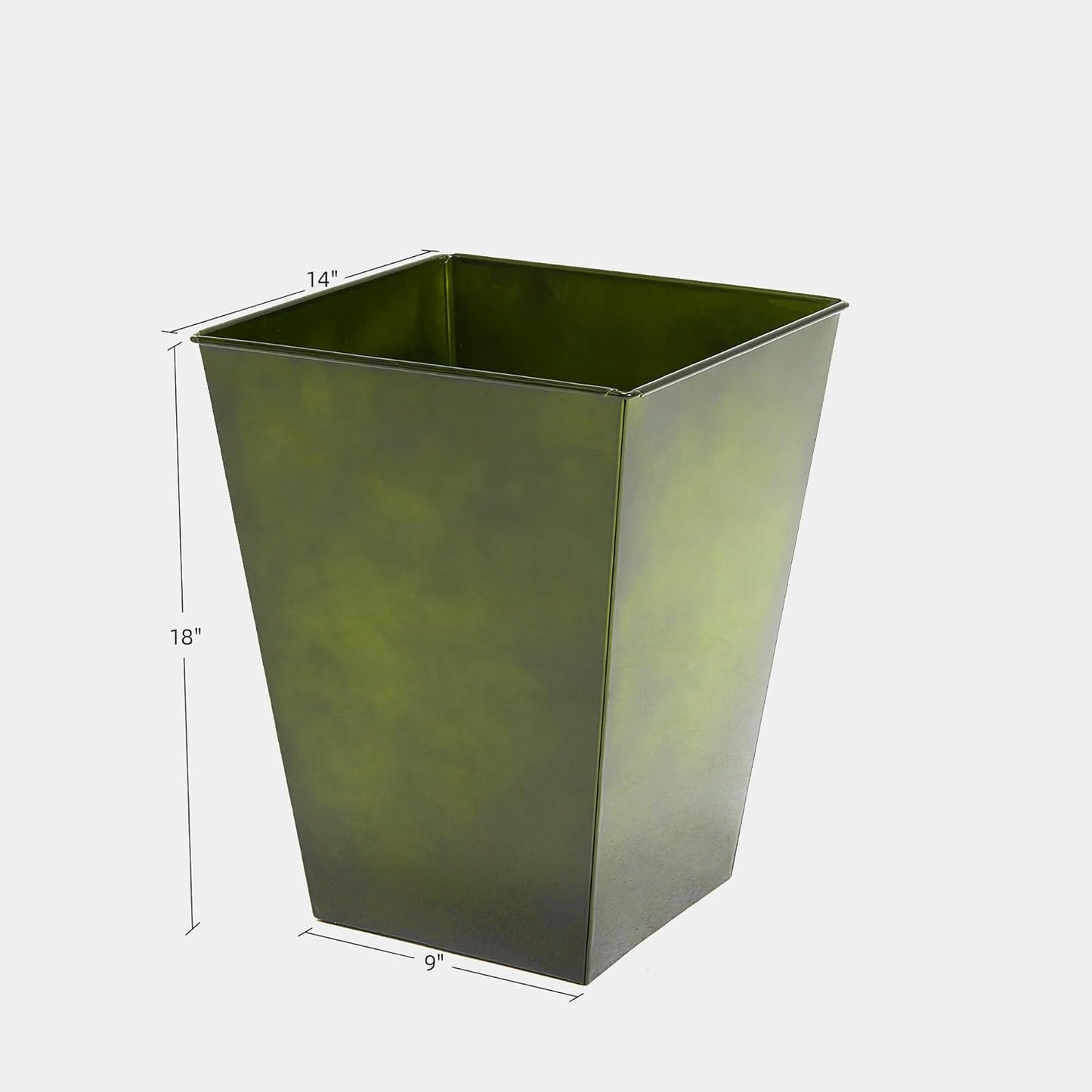 KOL 18''H. Bright Glazed Planter with Drainage Hole, Set of 2, Galvanized Steel Planter Pots for Indoor & Outdoor Use, Decorative Flower Plant Pots for Front Porch, Patio, Deck - Green