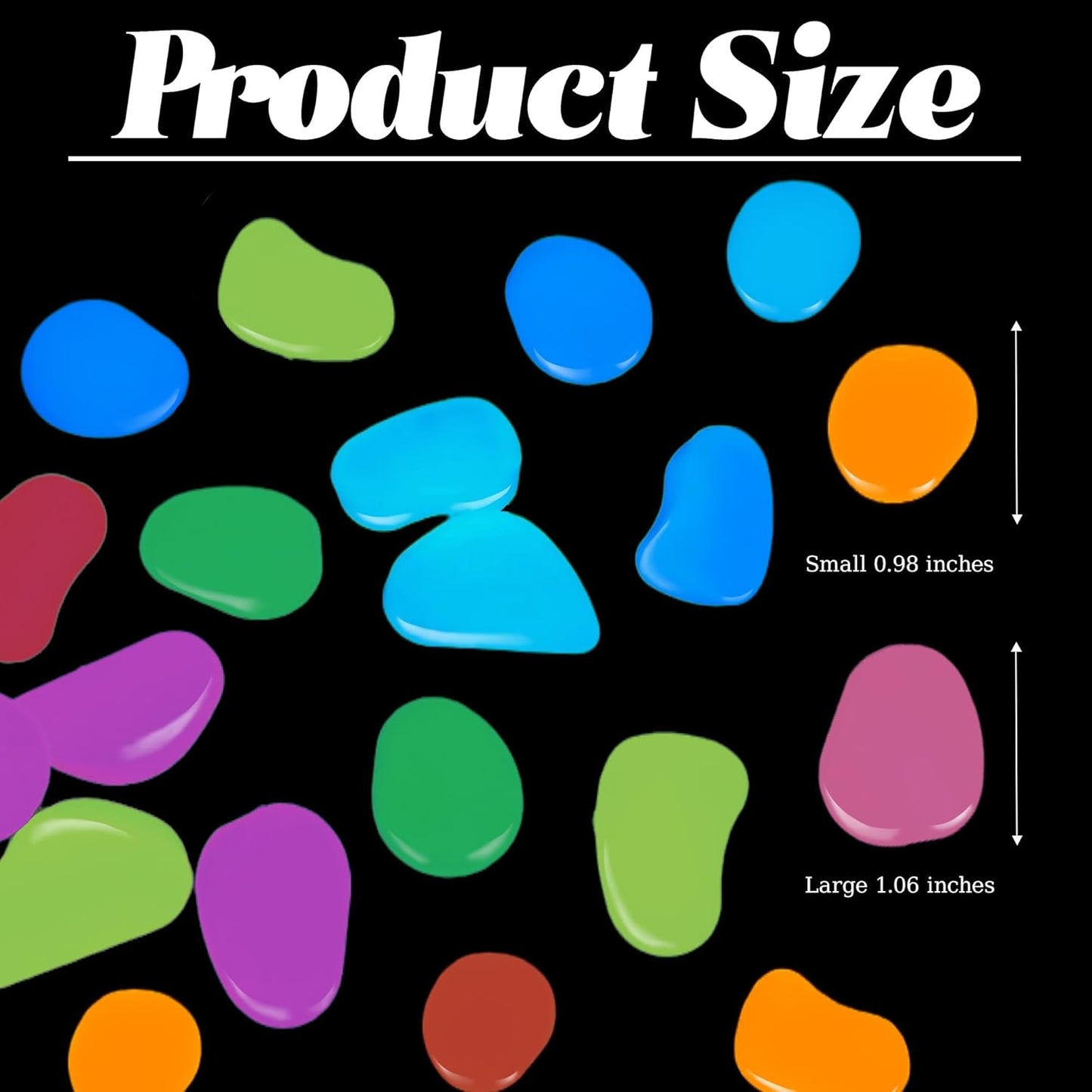 1.4LB 25-27mm Colorful Luminous Stones Fish Tank Glow Rocks Glow in The Dark Rocks Outdoor for Garden Path Walkway Yard Fish Tank Plant Pots