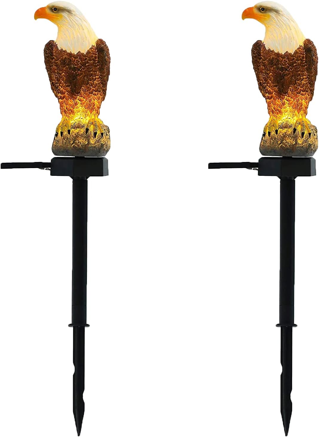 Eagle Figurine Garden Solar Stake Light Eagle Solar Lights Outdoor Decorative Bright Light Eagle Statue for Garden, Lawn, Patio, Yard Decoration（2pack）