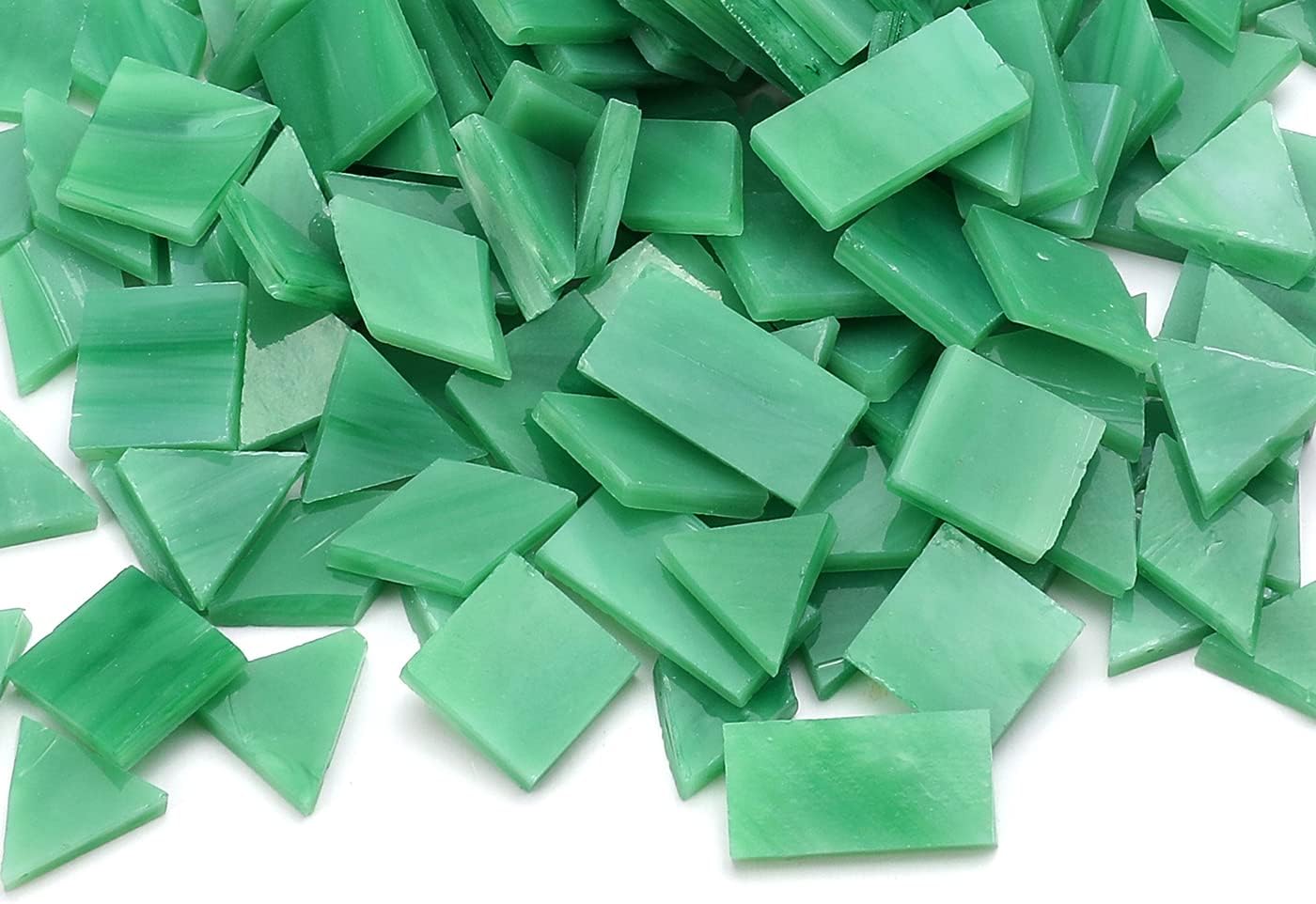 Lanyani 200pcs Mixed Color Glass Mosaic Tiles - 4 Shapes, Tiffany Stained Glass Pieces - Square/Rectangle/Diamond/Triangle