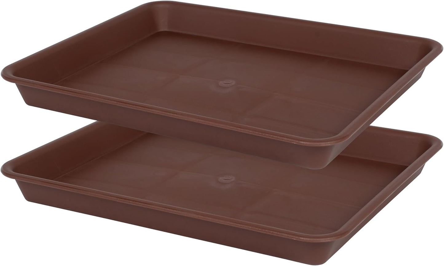 Rectangle Plant Tray, Plant Drip Tray, Plant Pot Saucers, Plant Germination Trays, Plant Saucers, 11'' x 9'' x 1.2'' (2 pack), Chocolate
