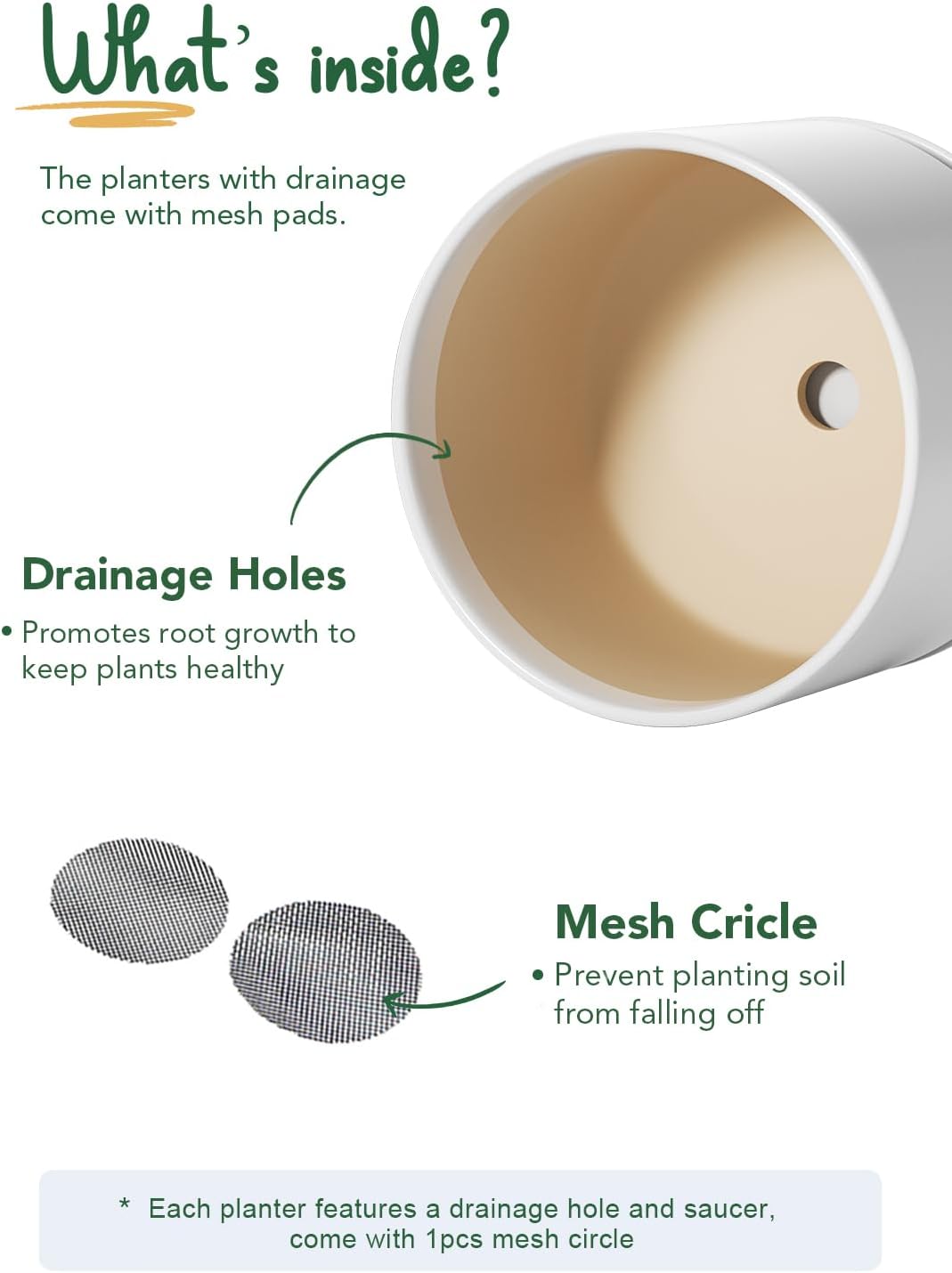 LE TAUCI Ceramic Pots for Plants, Set of 2, 10 + 12 Inch Plant Pot, Durable & Stylish Planters for Indoor Plants with Drainage Hole and Saucer, Elevate Your Home’s Aesthetic, White