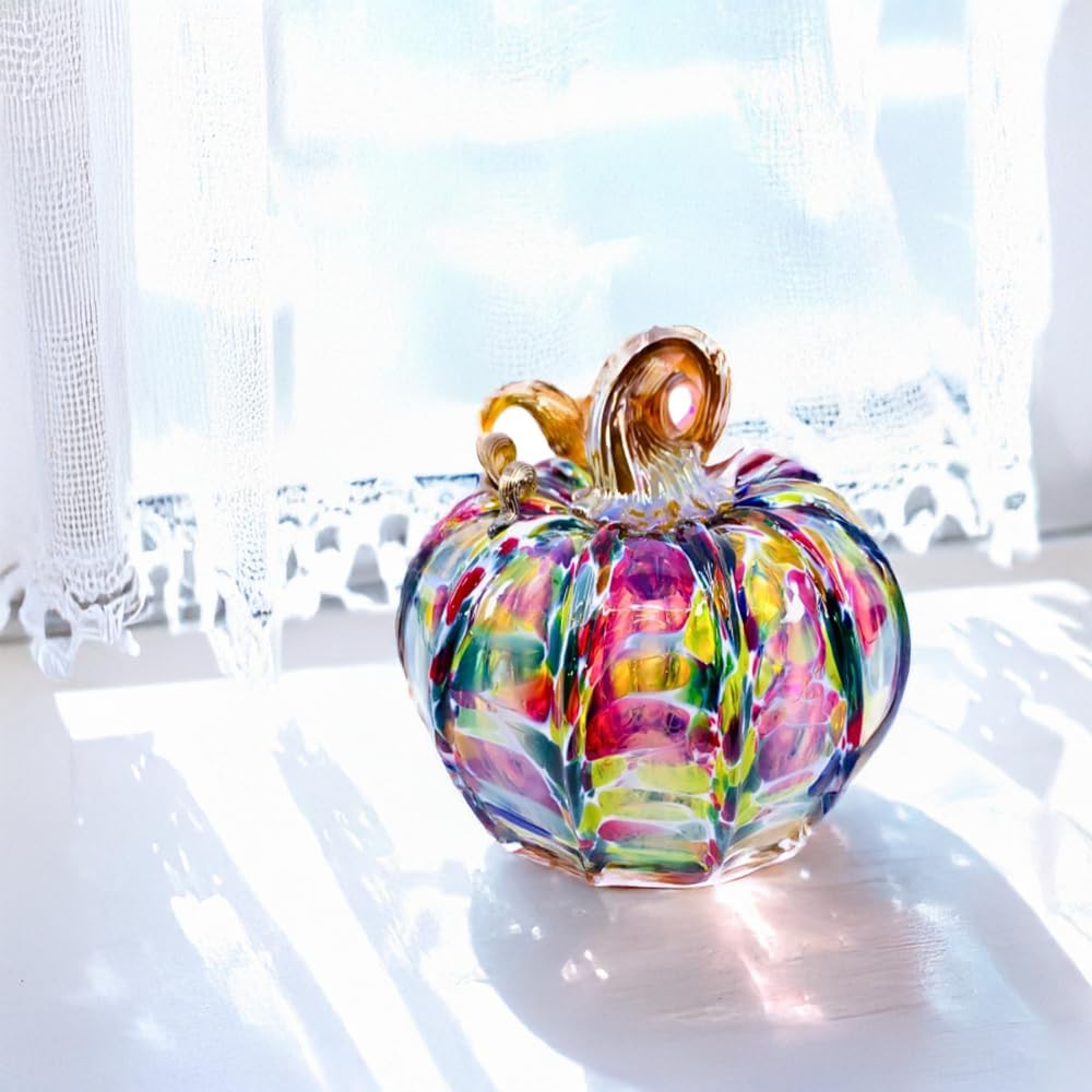 Luke Adams Glass | Handmade Glass Pumpkins | Handmade Table Top Home Decor (Squat, Jewel)