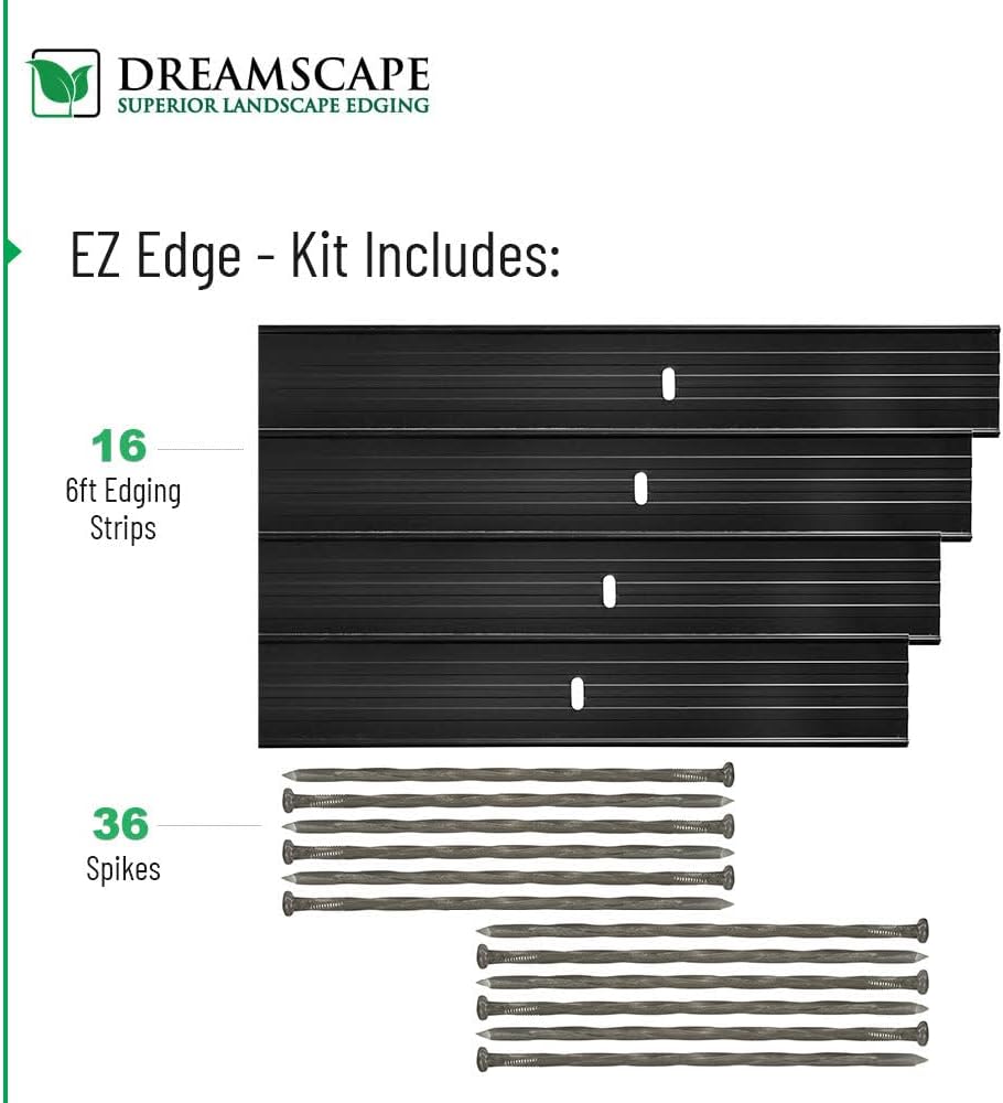Dreamscape E-Z Edge Aluminum Landscape Edging - 12 Strips, 6ft Each (72ft Total), Brown - Professional Quality Landscaping Border, Metal Divider for Lawn, Garden, Flowerbed…