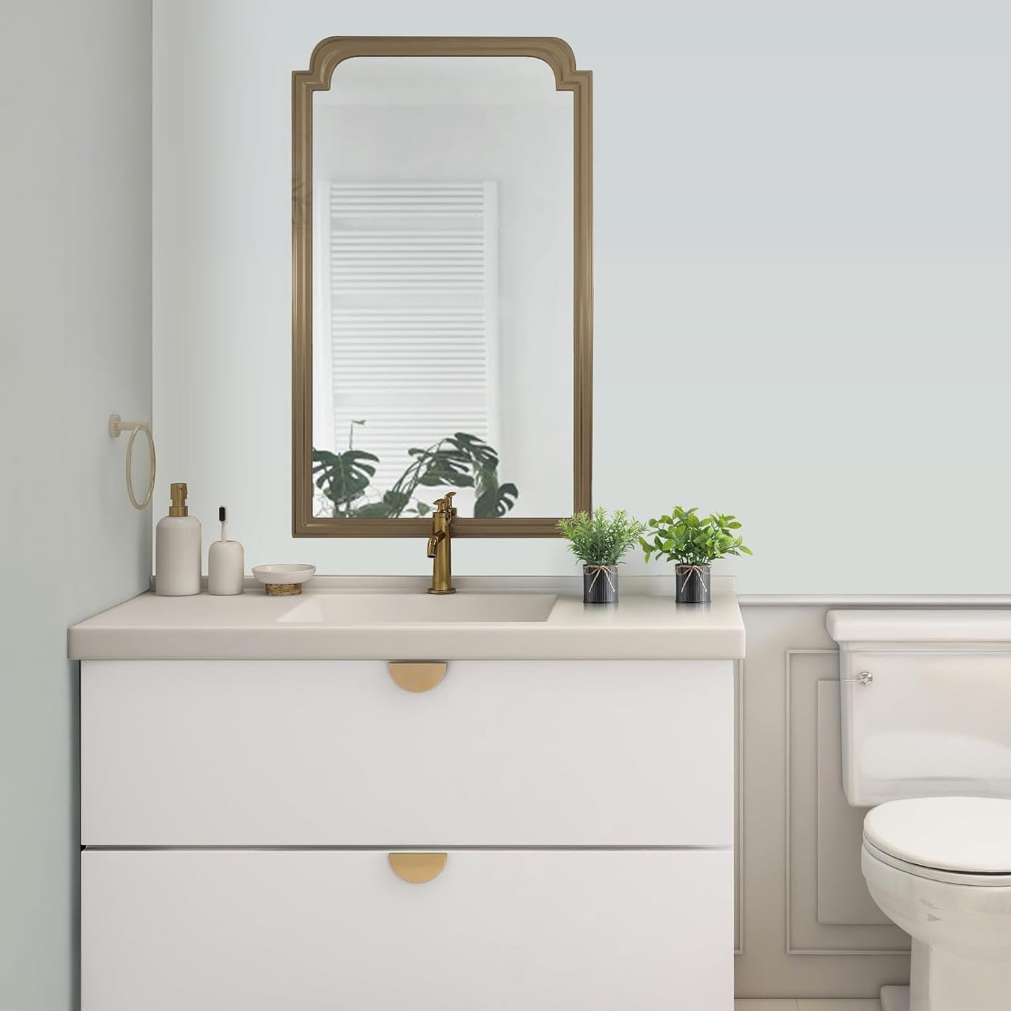 Mkono 4 Packs Small Fake Plants in Farmhouse Galvanized Pots Mini Potted Artificial Eucalyptus Plants for Halloween Decorations Shelf Office Bathroom Rustic Home Decor (Black)