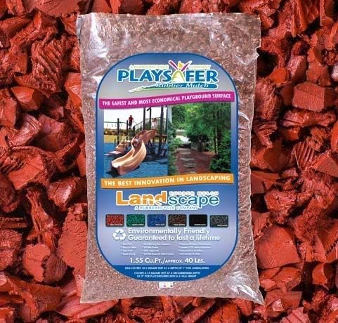 Playsafer Rubber Mulch Nuggets Protective Flooring for Playgrounds, Swing-Sets, Play Areas, and Landscaping (1,000 LBS - 39 CU. FT., Red)