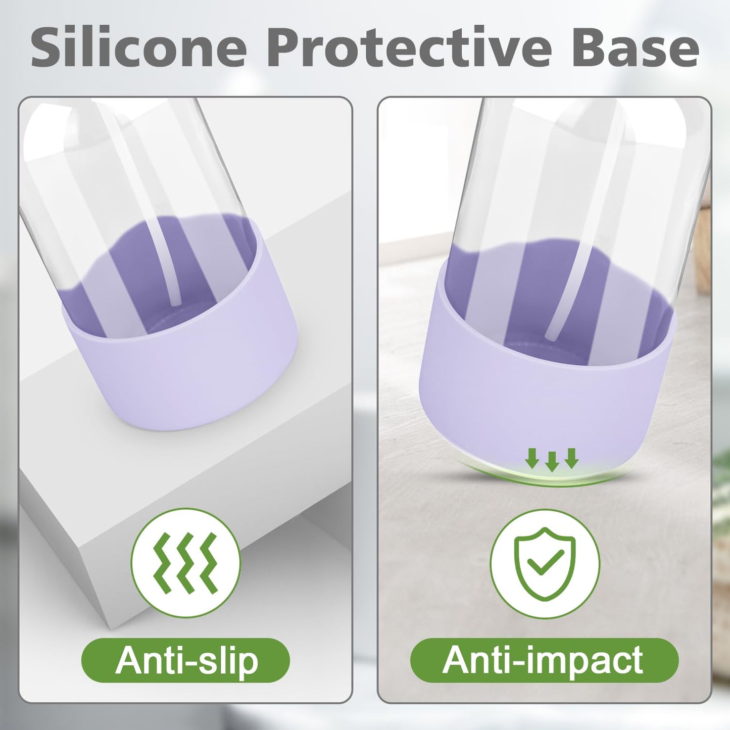 Glass Spray Bottles with Silicone Sleeve Protection, Empty 16 oz Refillable Containers, Reusable Spray Bottles with Adjustable Nozzle for Hair, Cleaning Solutions, 1 Pack Purple