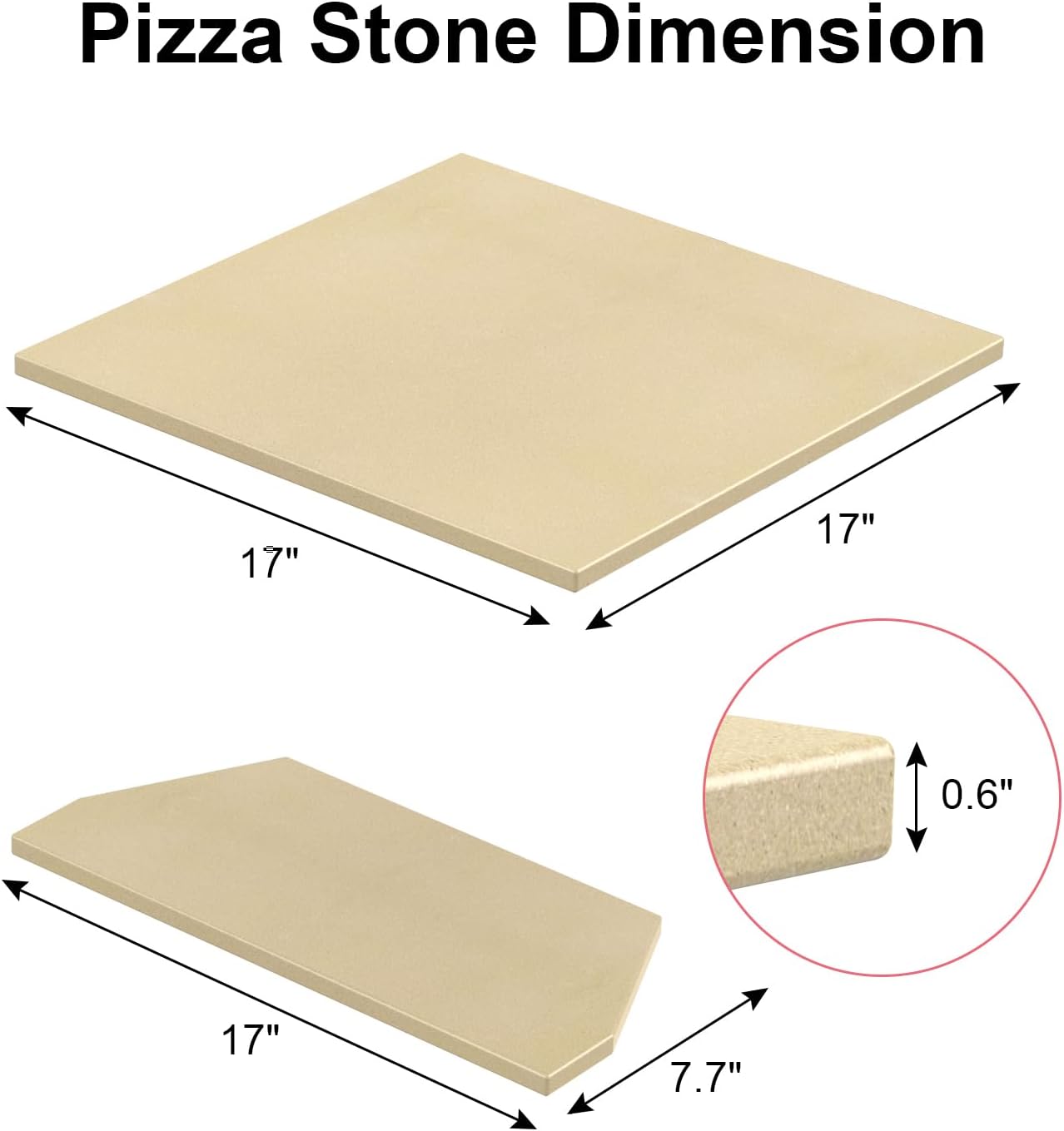 Pizza Stone Replacement for Ooni Karu 16 Multi-Fuel Pizza Oven, Heavy Duty Ceramic Grill Plate Accessories Pizza Baking Stone for Oven/Grill, Thermal Shock Resistant