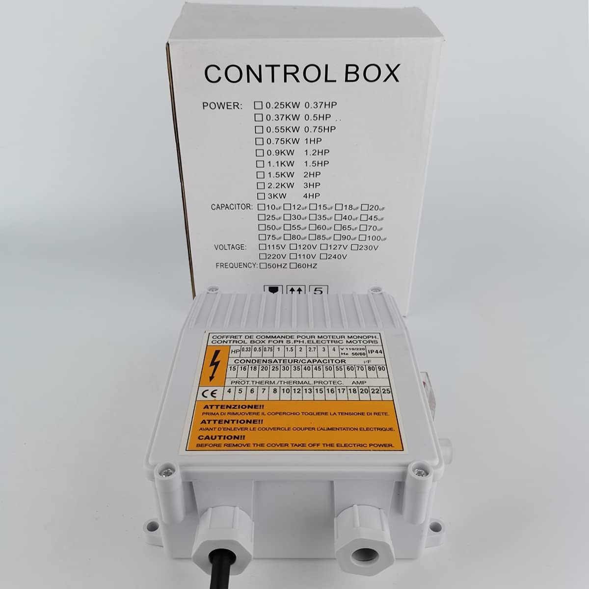 110V/60Hz Submersible Well Pump Control Box - 0.75KW 1HP Accessories with Starter Switch, Controller & Thermal Protection Circuit Breaker