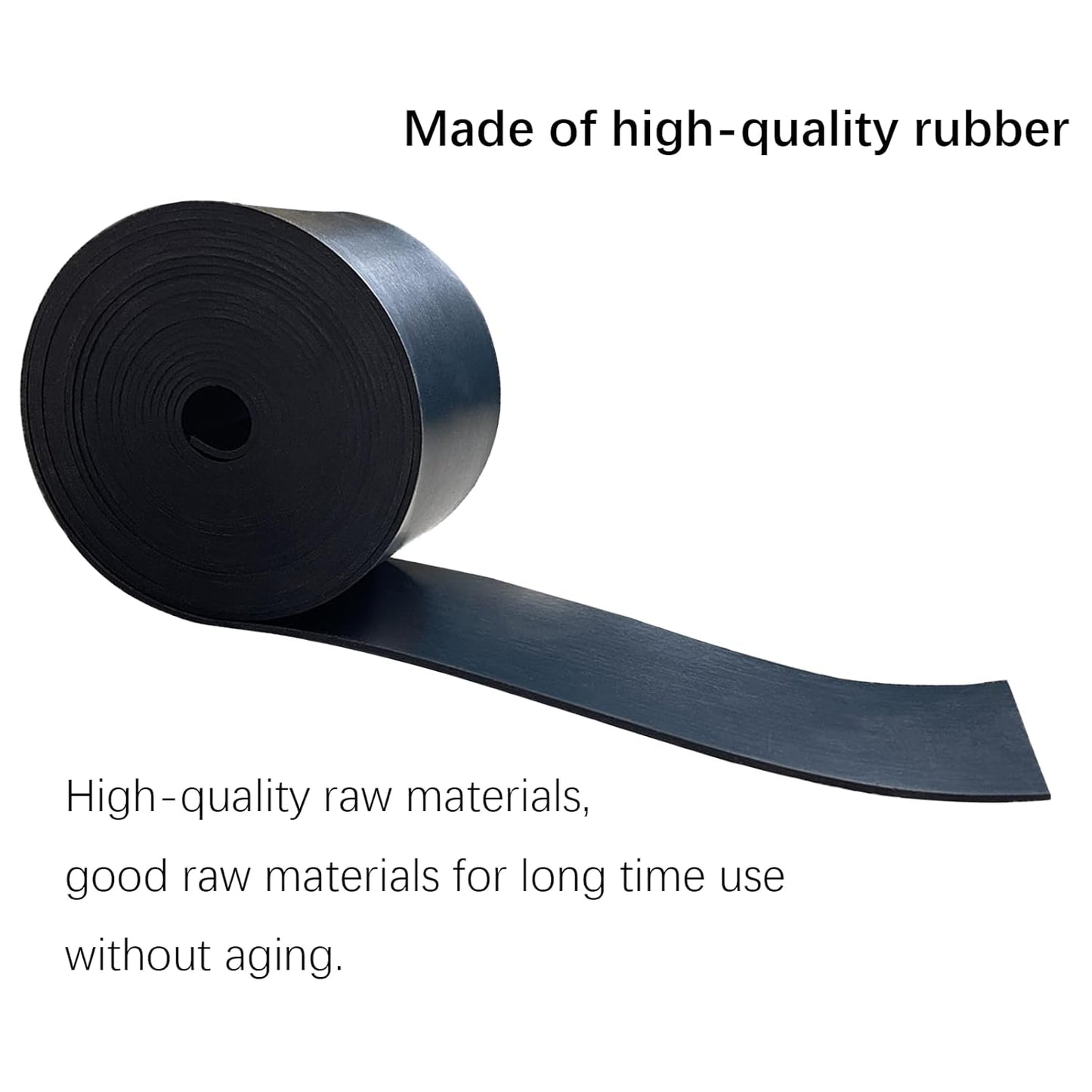 Solid Rubber Sheet, Rolls, Strips 1/16 (.062)" Thick X 2" Wide X 10'Long, Solid Rubber Rolls for Warehouse Anti-Slip, Flooring, Abrasion