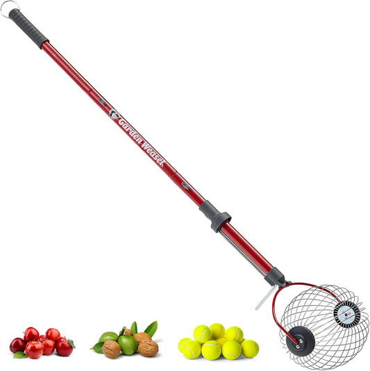 GARDEN WEASEL Large Nut Gatherer Roller – Nut Collector Tool for Walnuts, Sweet Gum Balls, Tennis Balls and More – Yard Picker Upper with Durable Cage and Ergonomic Handle - Newest Model