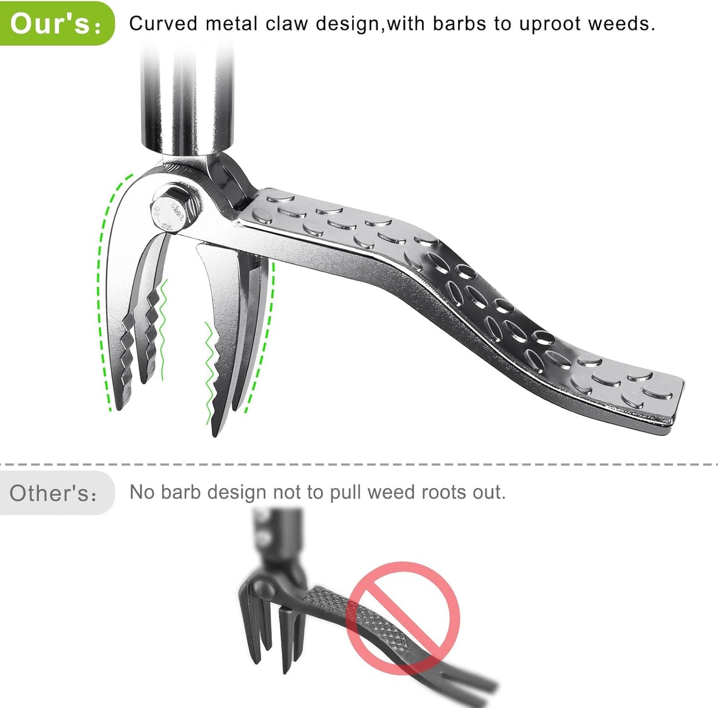 Dolibest 45'' Stand-Up Weeder Puller Tool, Manual Weeding Tool with Curved 4-Claw Steel Head, Non-Slip Handle, Weed Remove Tool for Lawns/Garden Use, Without Bending or Kneeling