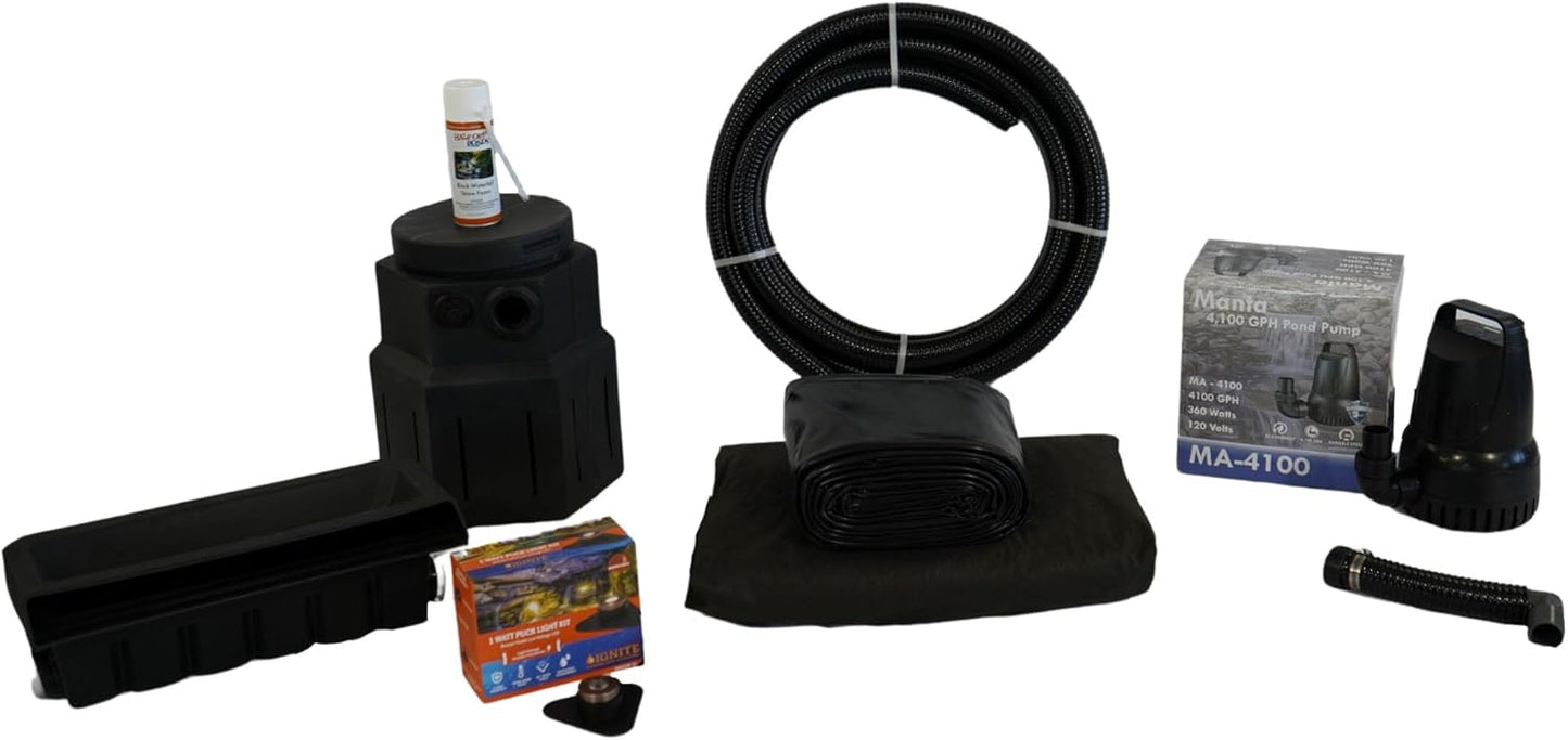 HALF OFF PONDS Pond Free Cascade 4100 Waterfall Kit with 10' x 20' PVC Liner and 4,100 GPH Pump - PVCPMDP8