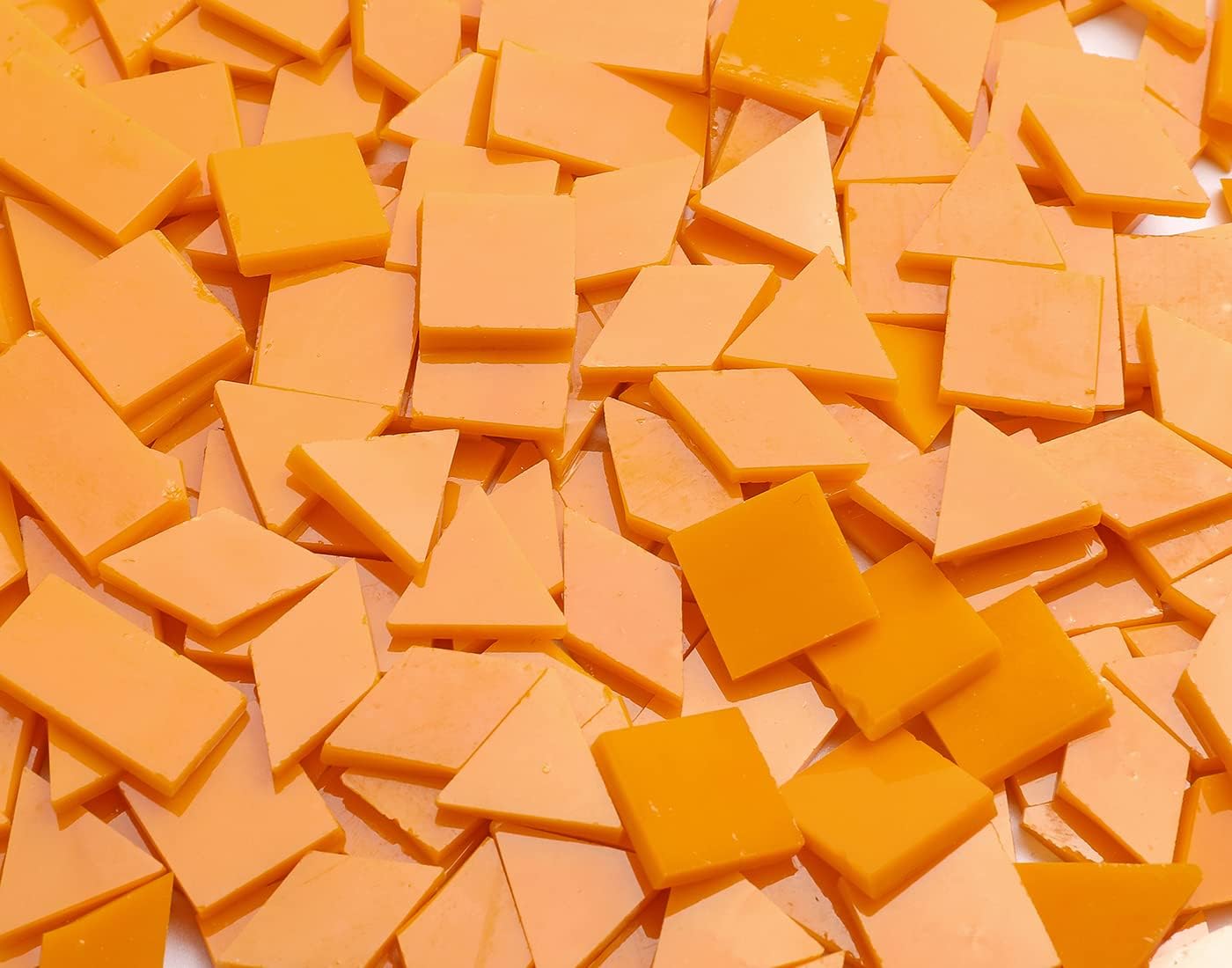 Lanyani Glass Mosaic Tiles for Art Crafts, 4 Shapes Mixed Tiffany Stained Glass Pieces, 200 Pieces, Square/Rectangle/Diamond/Triangle,Orange