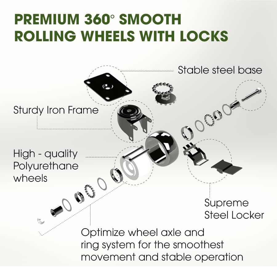 Idzo 2-Pack 14 Inch Acacia Wood Rolling Round Plant Caddy, Plant Caster for Heavy Duty Plant Stand with 360° Lockable Wheels, 264 lbs Capacity Caddy for Indoor and Outdoor Use, Natural Wood
