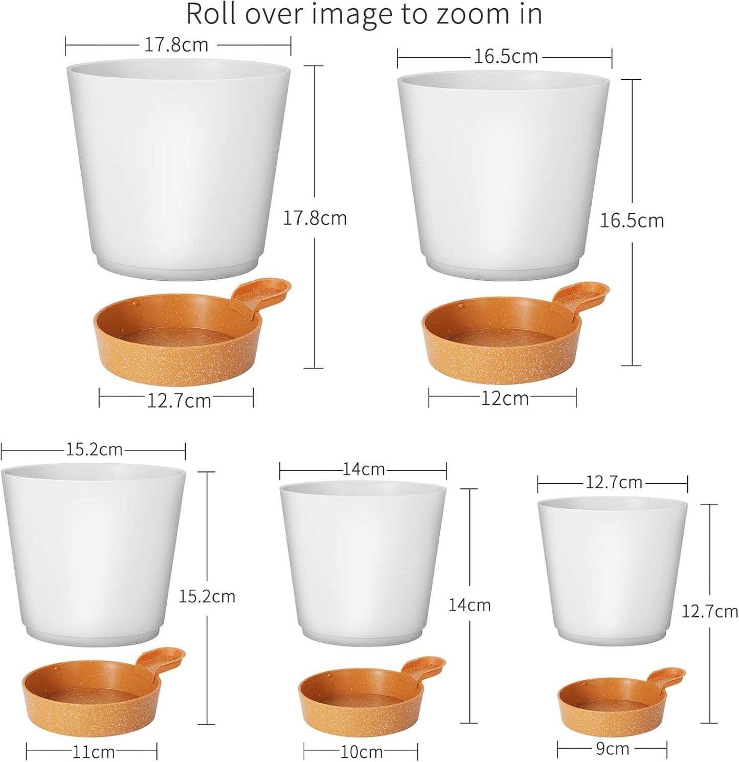 GARDIFE Plant Pots 7/6.5/6/5.5/5 Inch Self Watering Planters with Drainage Hole, Plastic Flower Pots, Nursery Planting Pot for All House Plants, African Violet, Flowers, and Cactus,White