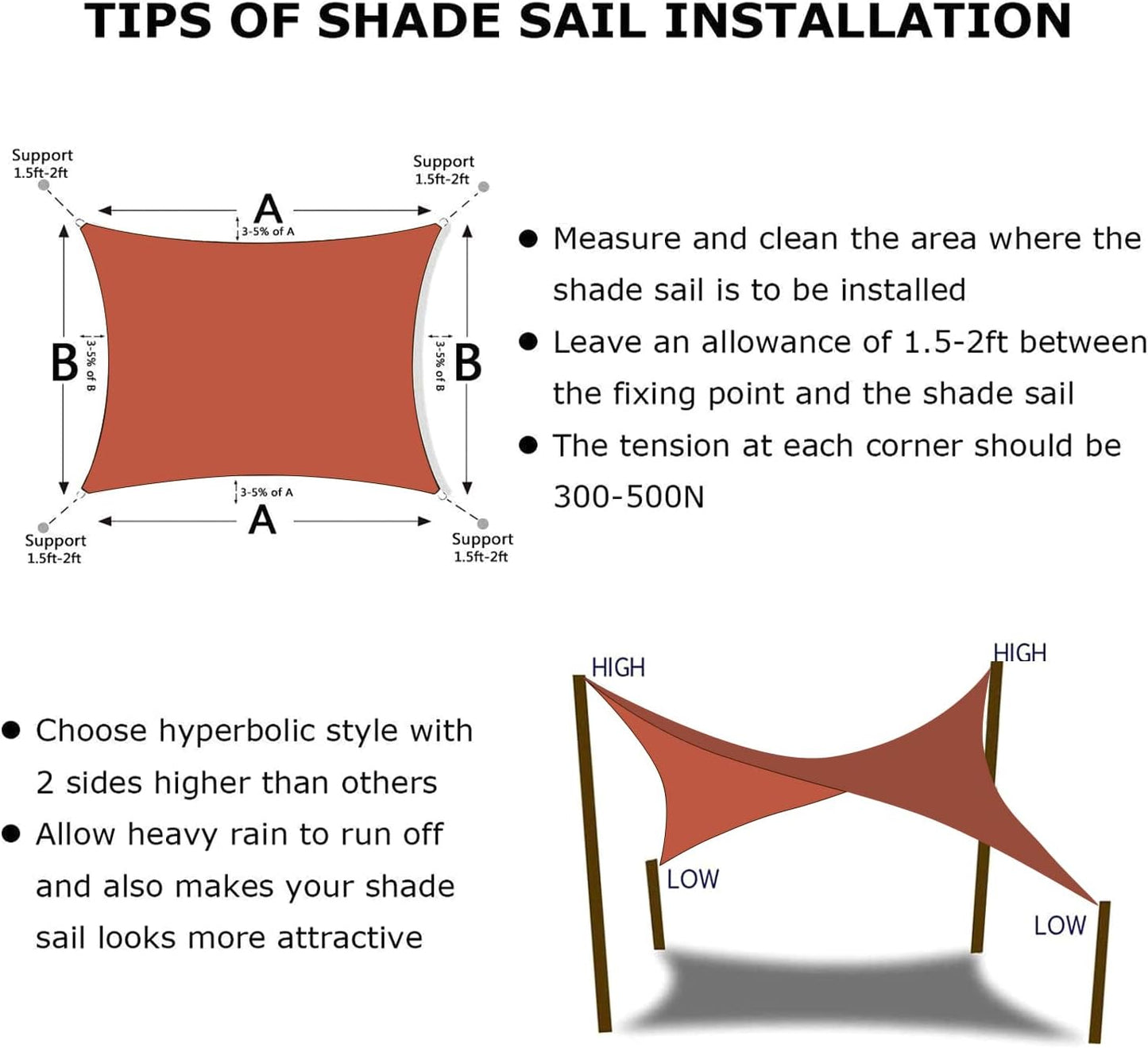 KANAGAWA 9'X14' Rust Red Custom Size Sun Shade Sail Rectangle UV Block Canopy Cover for Patio Backyard Lawn Garden Outdoor (Customized Available)
