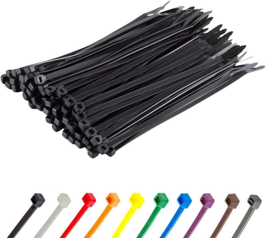 GTSE 10 Inch Black Zip Ties, 100 Pack, 18lb Strength, UV Resistant Long Nylon Cable Ties, Self-Locking 10" Tie Wraps