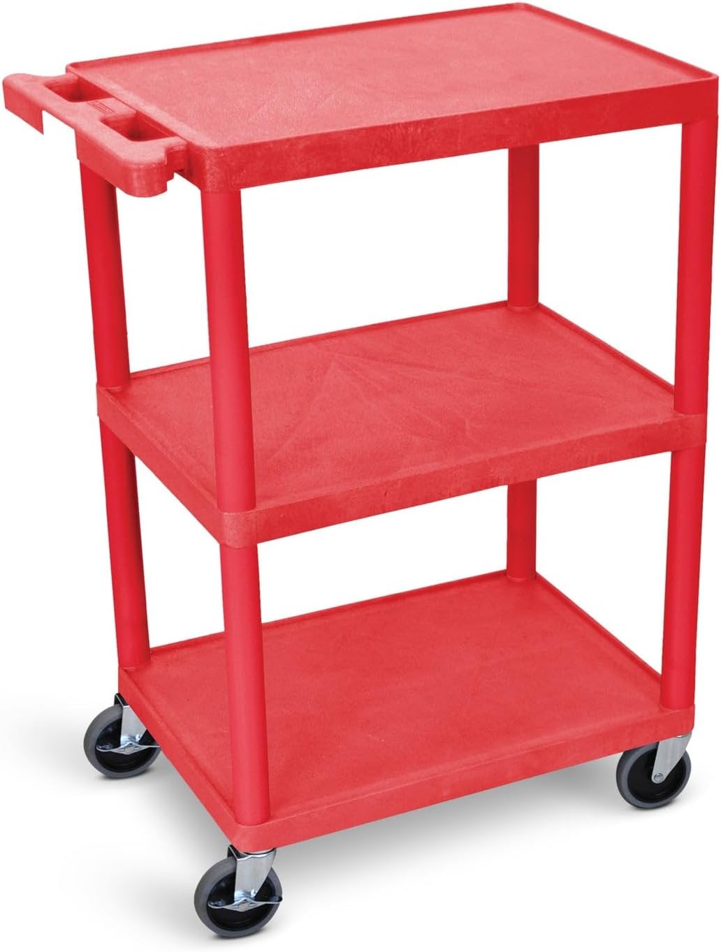 Luxor HE34 Utility Cart (Pack of 10) 3 Shelves Structural Foam Plastic - Red