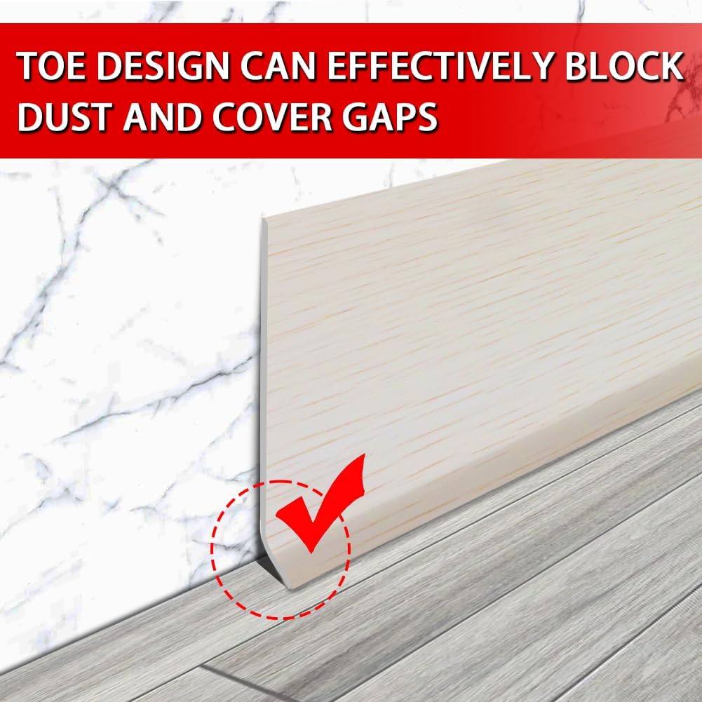 Vinyl Wall Base Baseboard Molding Trim 6" Flexible Self Adhesive Rubber Wall Base Moulding Trim Peel and Stick Design, 6 Inch x 60 Feet, Beige Wood