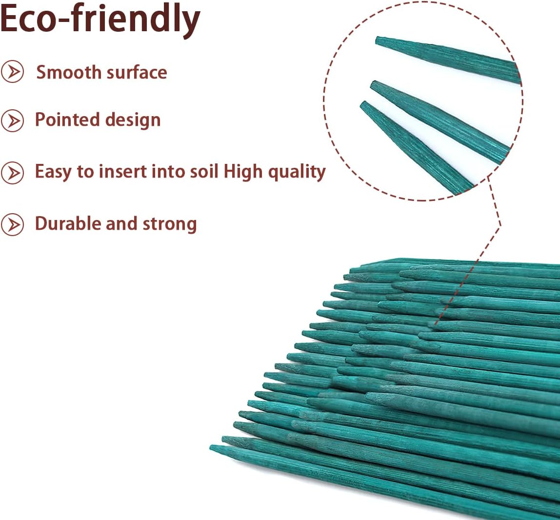 50 Pcs Plant Sticks Green Plant Stakes, Plant Support Garden Stakes for Indoor and Outdoor Plants, GAGINANG Sturdy Garden Wood Bamboo Sticks, Floral Plant Stakes for Garden Potted Plants（15 Inches）
