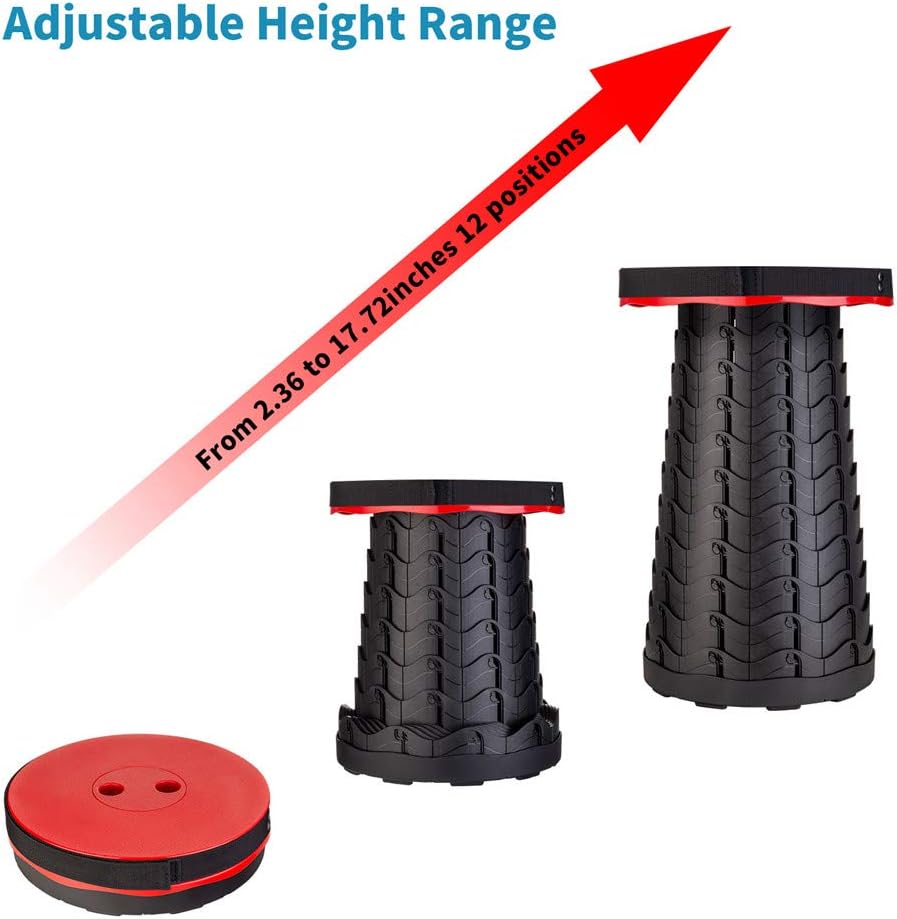 Boreeman Upgraded Folding Stool Lightweight Yet More Sturdy with Load Capacity 400lbs Portable Collapsible Stool for Camping Fishing Hiking BBQ (Red)