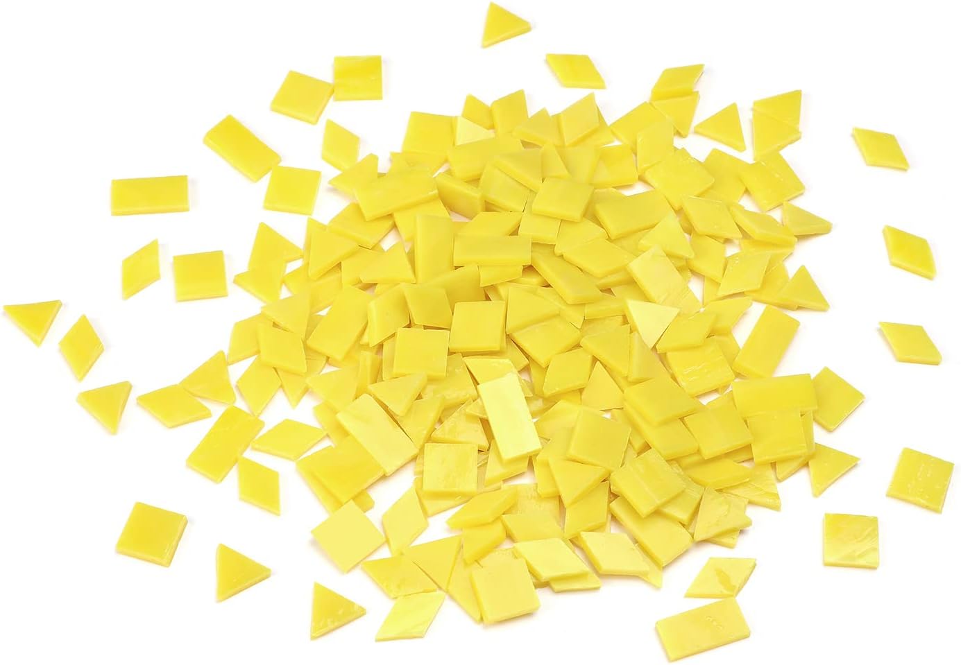 Lanyani 200 Mixed Color Glass Mosaic Tiles - 4 Shapes, Tiffany Stained Glass Pieces for Crafts, Sunshine Yellow
