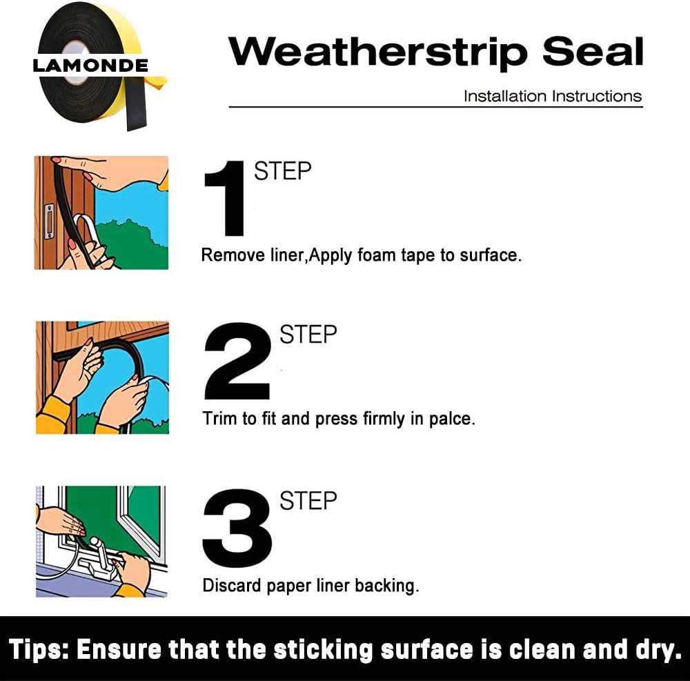Insulation Foam - 2" W x 3/8" T - Adhesive Soundproofing Seal Tape Weather Stripping for Window AC Units