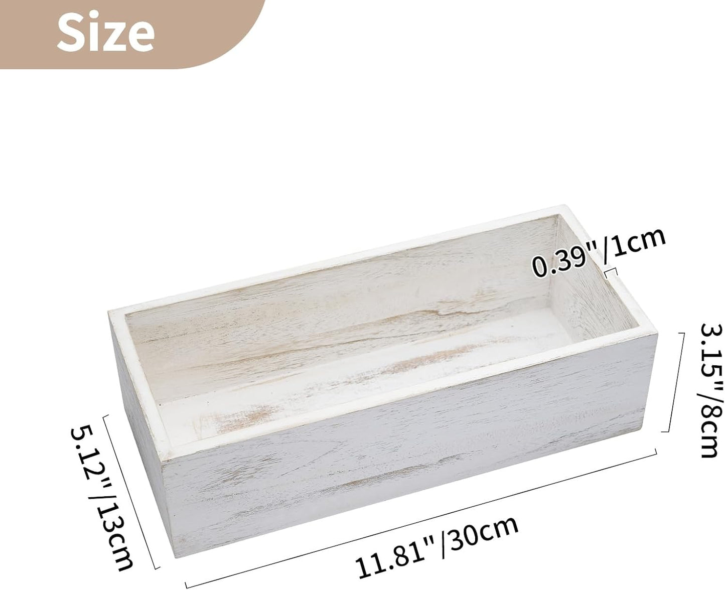 NUPTIO Flower Box Rectangle Centerpieces: 6 Pcs 11.8" Long Wood Vase Boxes Small Rustic Washed White Centerpiece Box for Wedding Tables Fall Decor