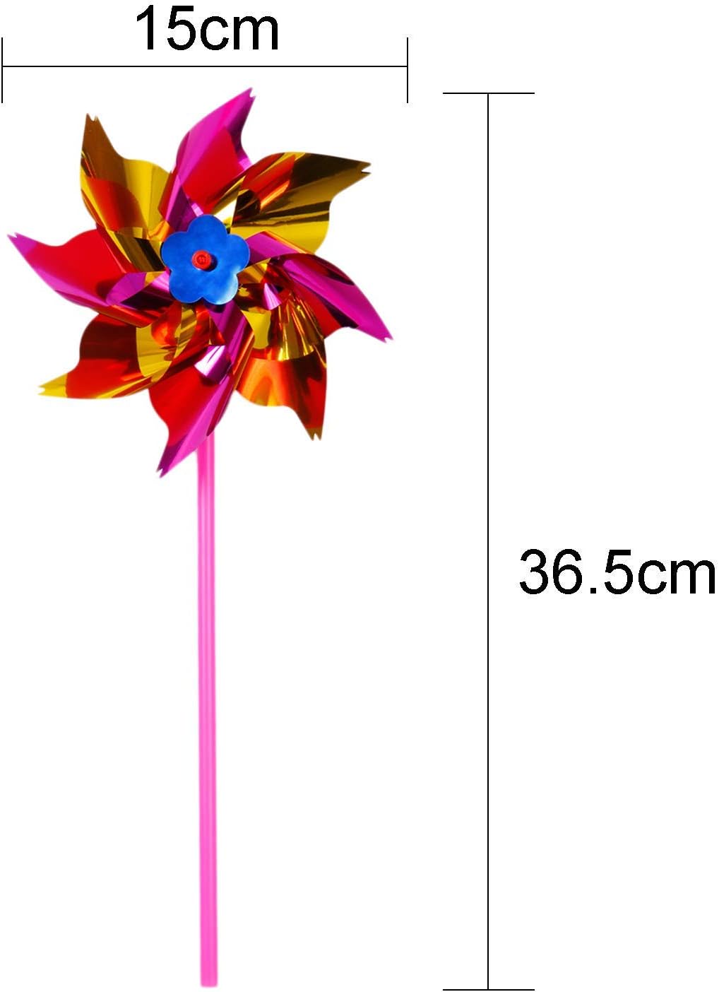 Elcoho 100 Pieces Plastic Rainbow Windmill Party Pinwheels DIY Pinwheel for Kids Toy Garden Party Lawn Decor, Assorted Color