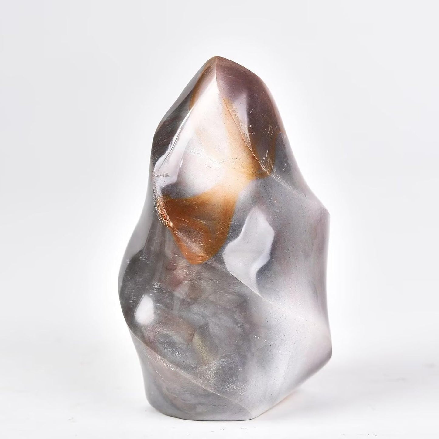 AMOYSTONE Polychrome Jasper Flame Shaped Stone Towers Obelisk Natural Healing Crystal Quartz Reiki Energy Decoration Home Office 1.0 Pound