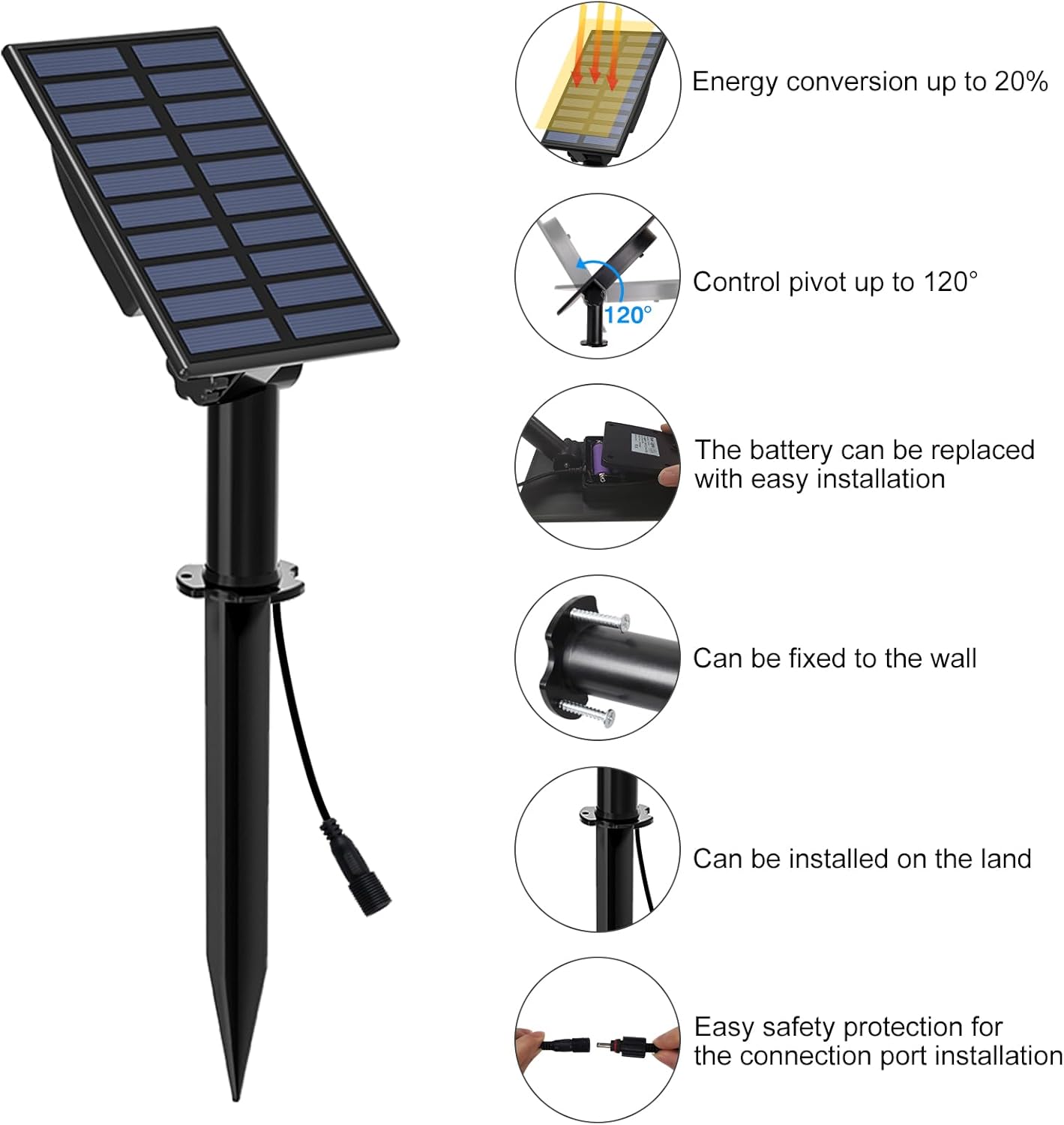 T-SUN Color Changing Solar Lights for Outside,Solar Spot Lights Outdoor Waterproof, Dual Head LED Landscape Spotlights for Garden, Pond, Yard, Trees, Pathway(RGB)