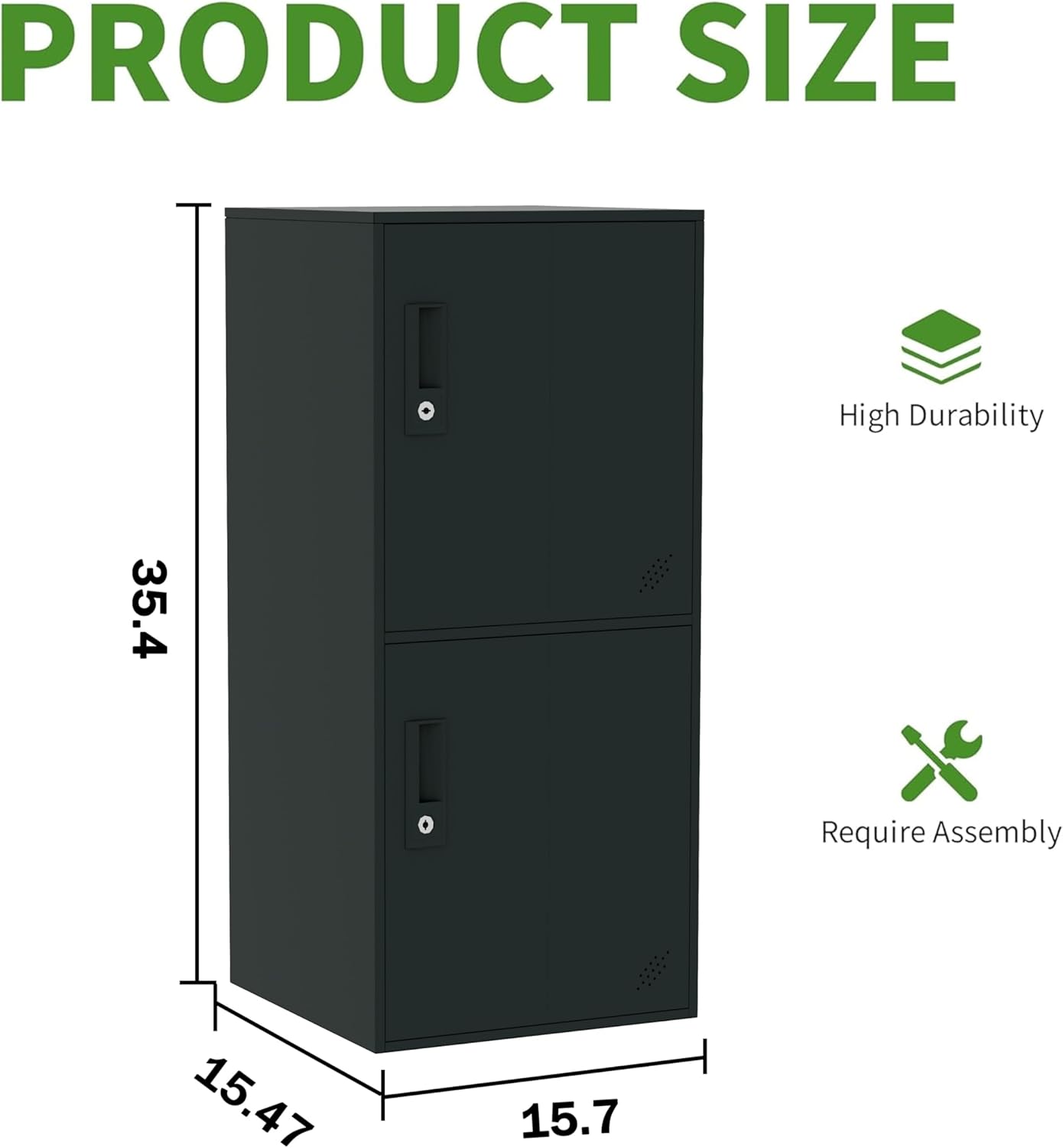 3 Door Vertical Stackable Storage Cabinet with Lock,Anti-Failing Device, Metal Lcoker,Organizer for Office, Home, Gym, School,Employee,Kids. (Black)