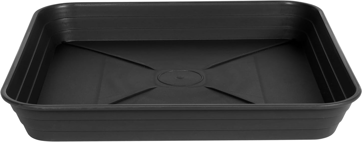 4 Pack Square Plant Saucer Tray 14 inch, Heavy Duty Plastic Plant Saucers for Indoors Outdoor, Flower Plant Drip Trays for Pots, Square Seed Starting Tray, Seedling Growing Trays