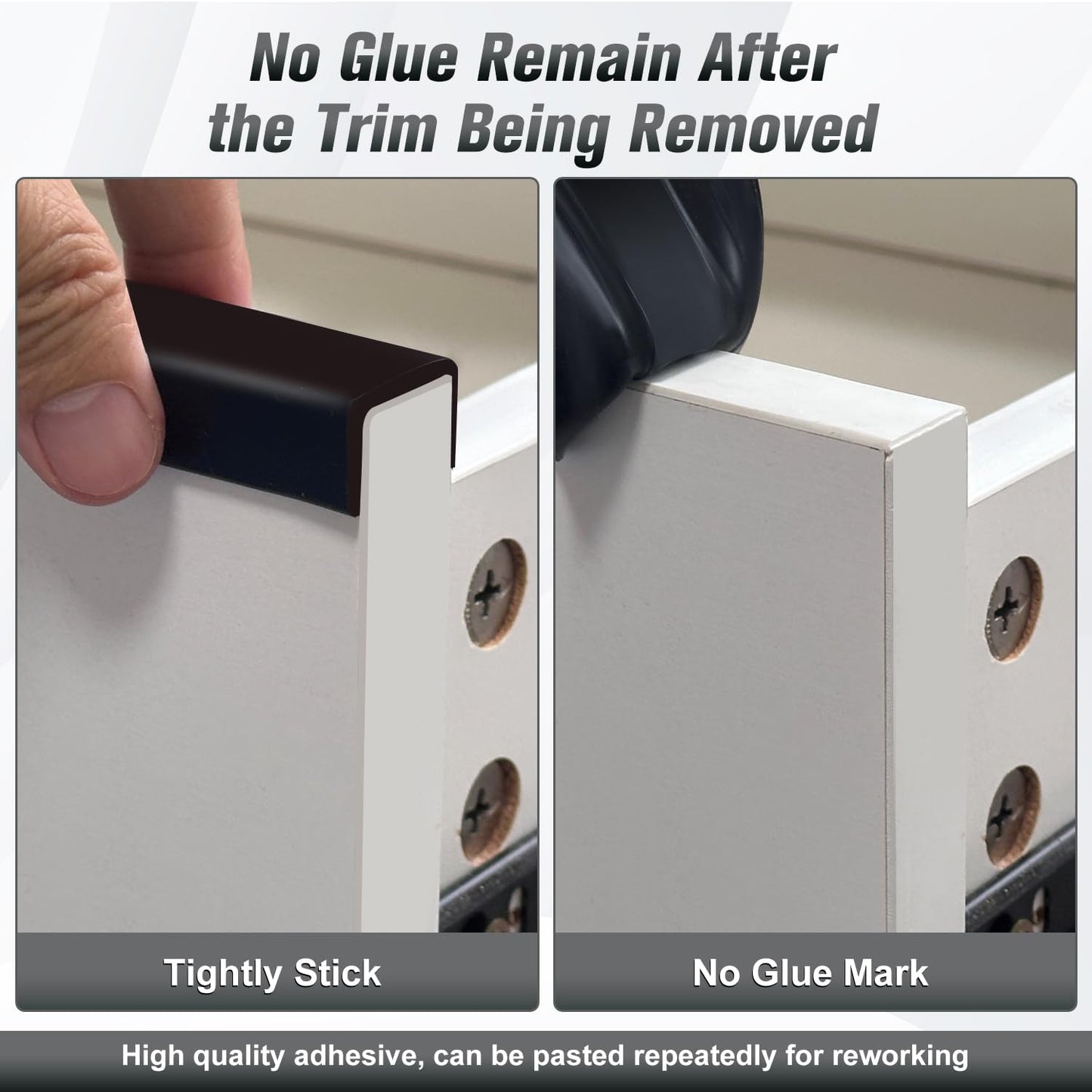 Rubber Edge Trim, Self Adhesive U Channel Edge Trim, Big Size U Shaped Trim, Edge Banding for Plywood, Woods, Shelf, Cabinet, Countertop, Fit for 3/8", Length 20Ft, Black