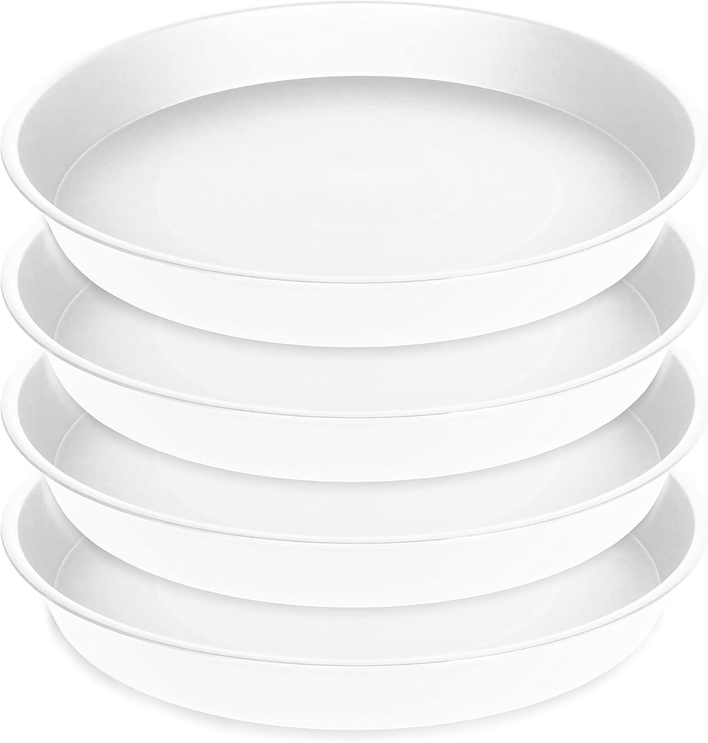 4 Pack of 14 inch Plant Saucers, Plant Saucer 14" Round, Plastic Plant Tray for Flower Pots, White Planters for Indoor Plants, Plant Trays for Planter 12-15" (14", Creamy White)